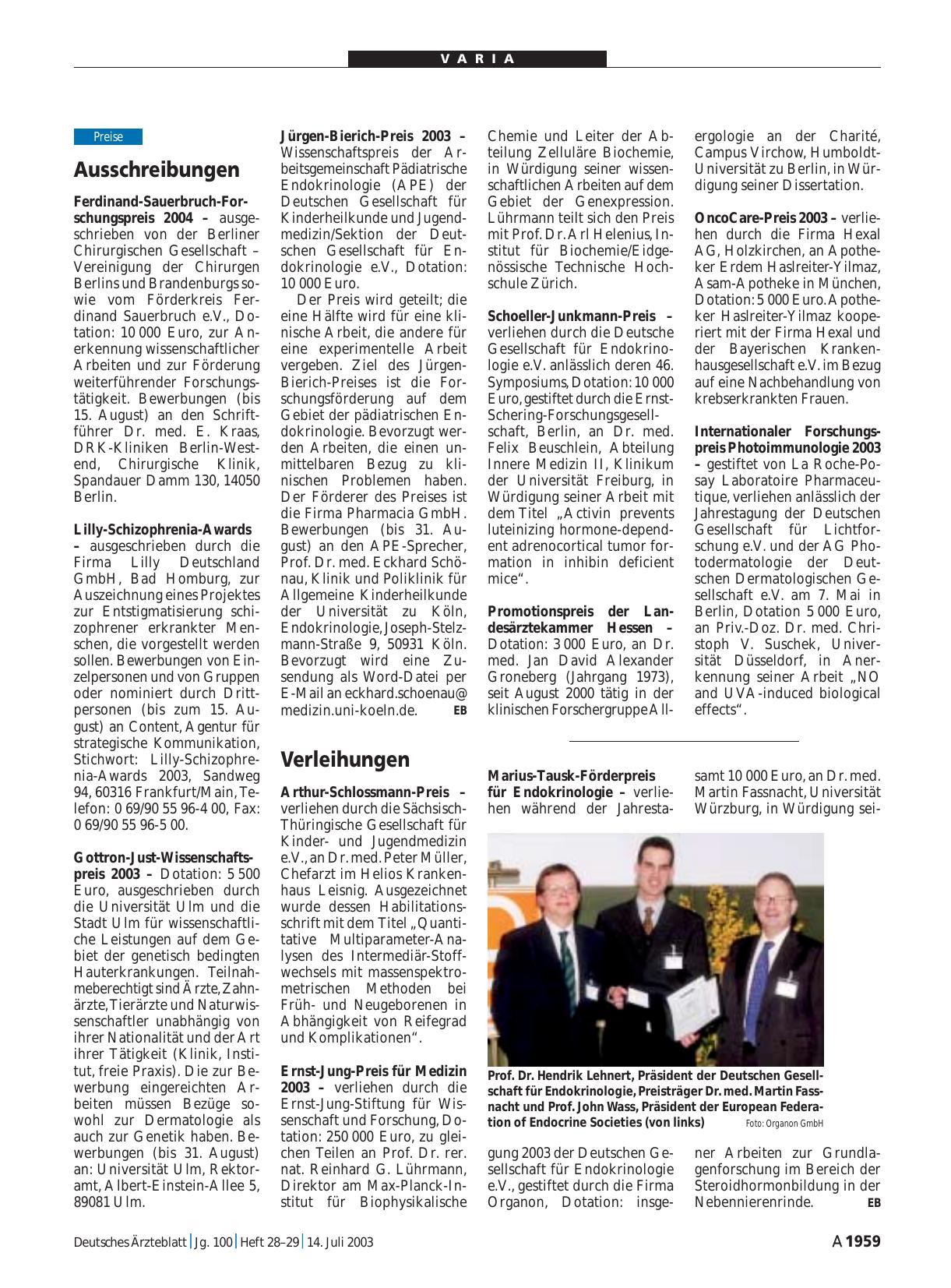 Vorschauseite 1: Ausschreibungen