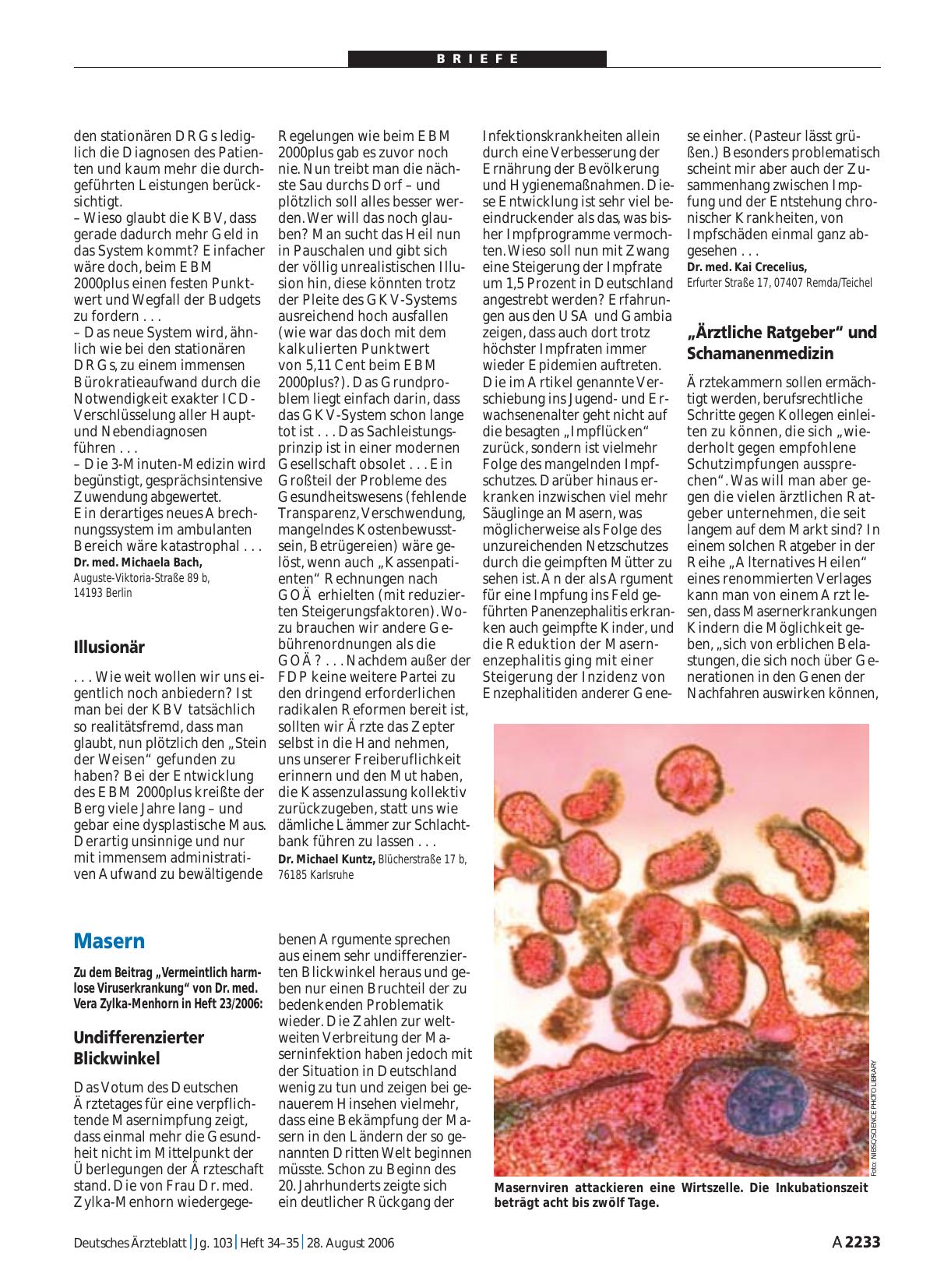Vorschauseite 1: Masern: Undifferenzierter Blickwinkel