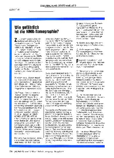Vorschauseite 1: Wie gefährlich ist die NMR-Tomographie?