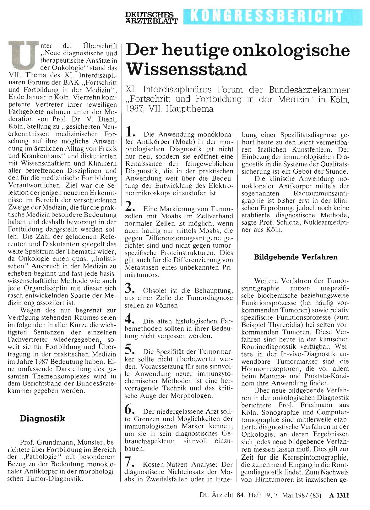 Vorschauseite 1: Der heutige onkologische Wissensstand