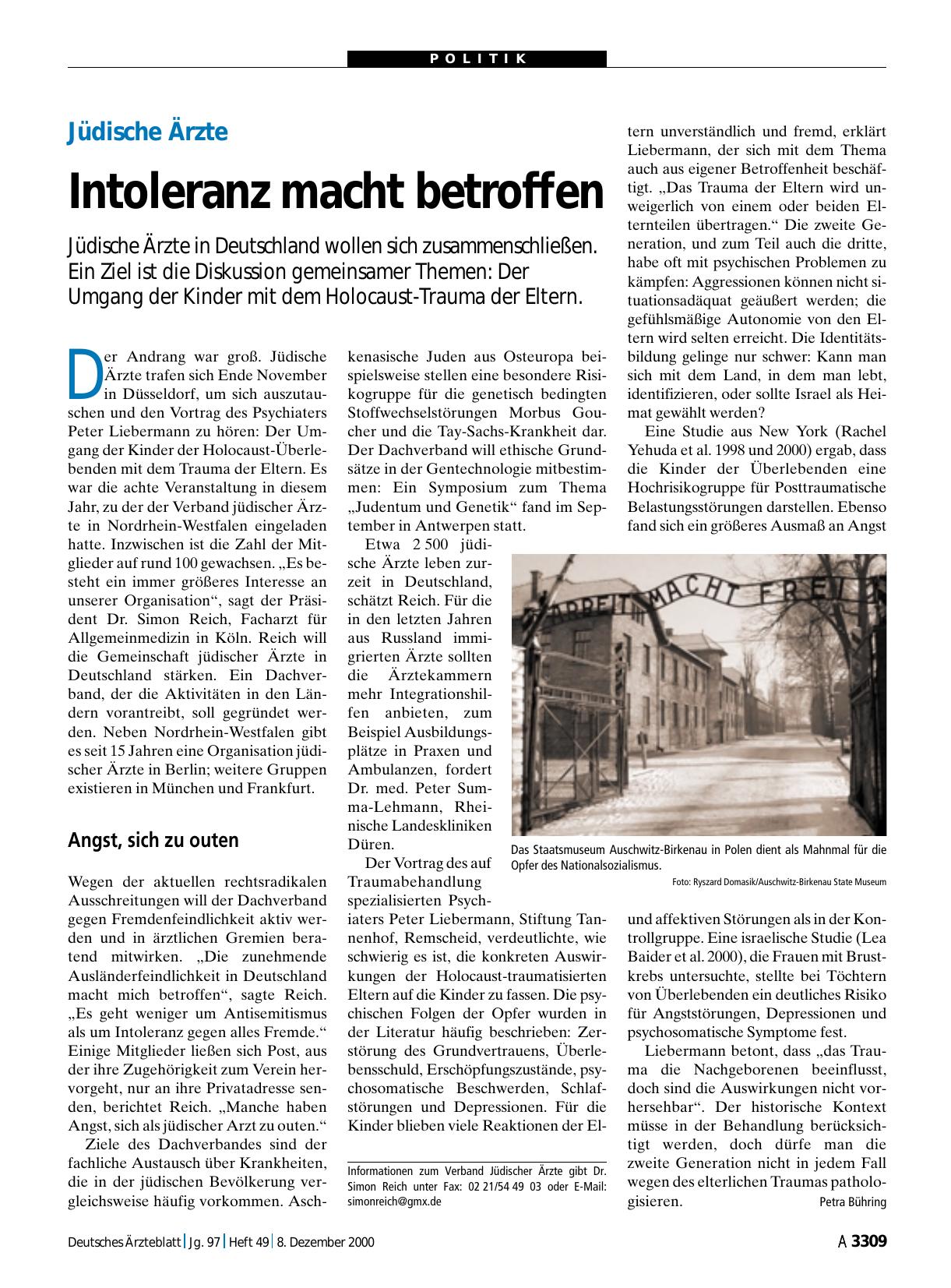 Vorschauseite 1: Jüdische Ärzte: Intoleranz macht betroffen