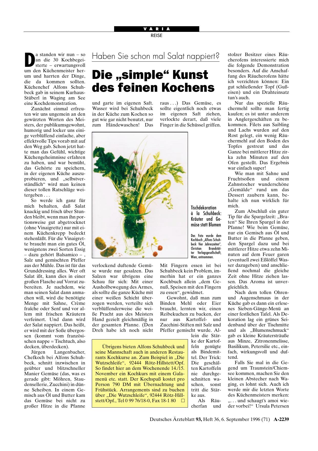 Vorschauseite 1: Kochkurse von Alfons Schuhbeck und seiner Mannschaft