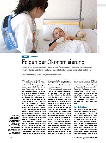 Vorschauseite 1: Pädiatrie: Folgen der Ökonomisierung