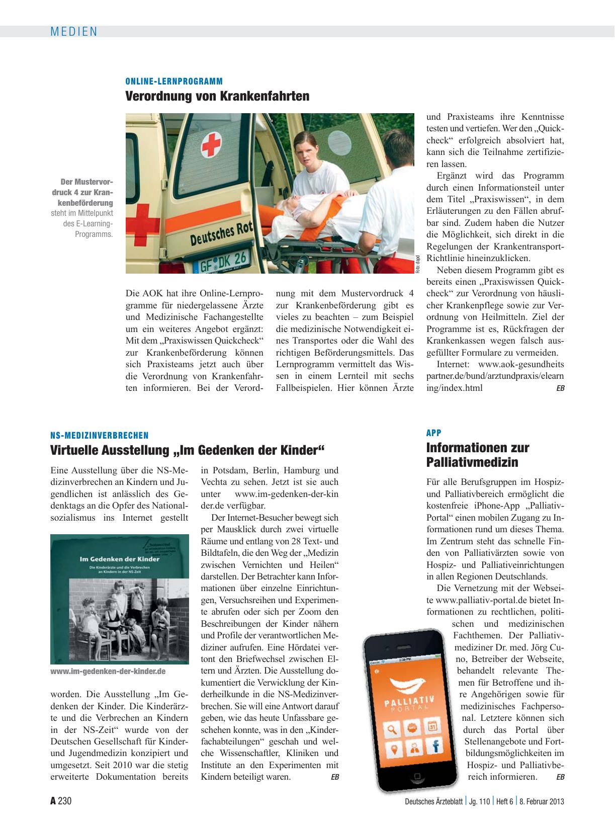 Vorschauseite 1: Online-Lernprogramm: Verordnung von Krankenfahrten