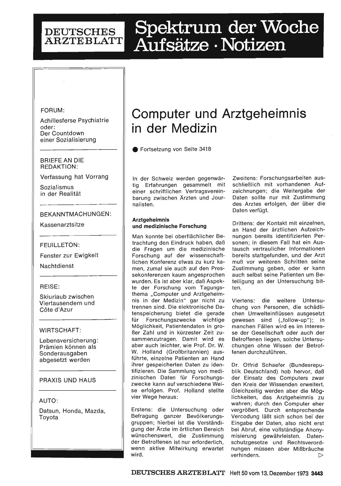 Vorschauseite 1: Computer und Arztgeheimnis in der Medizin (Teil 2)