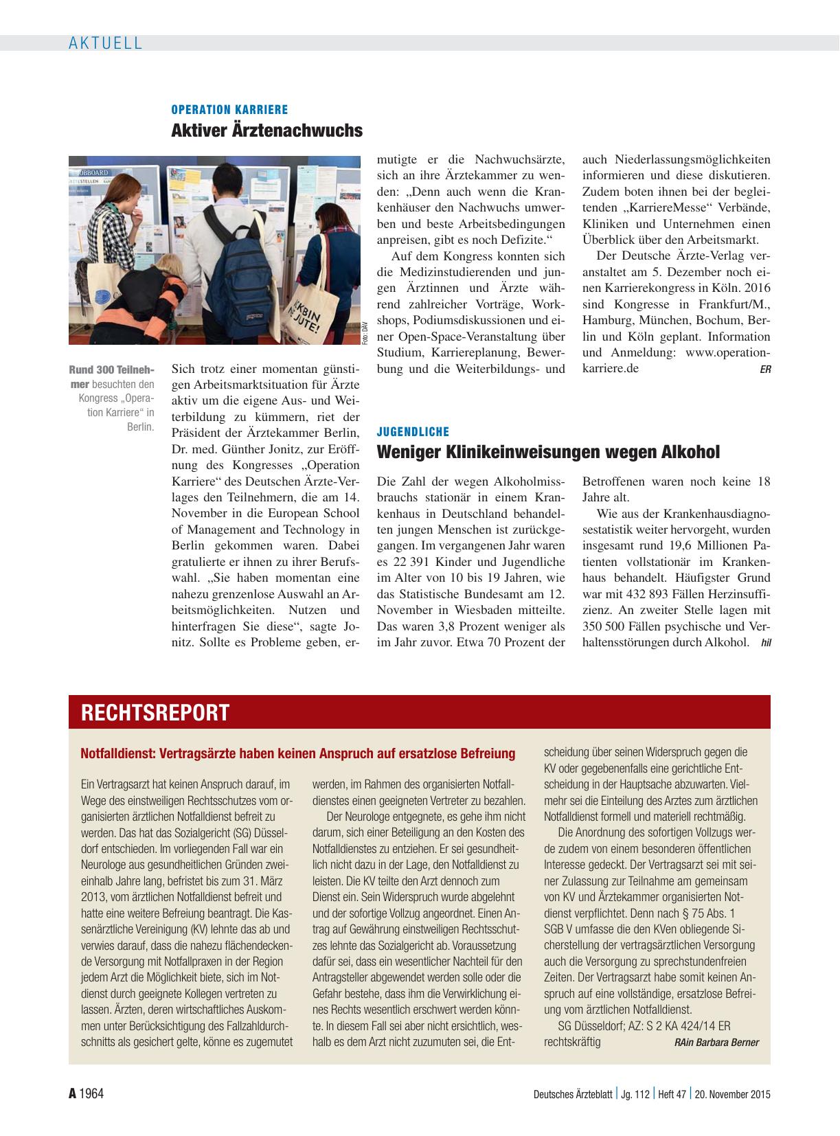 Vorschauseite 1: Operation Karriere: Aktiver Ärztenachwuchs