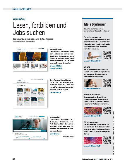 Vorschauseite 1: Ärzteblatt.de: Lesen, fortbilden und Jobs suchen