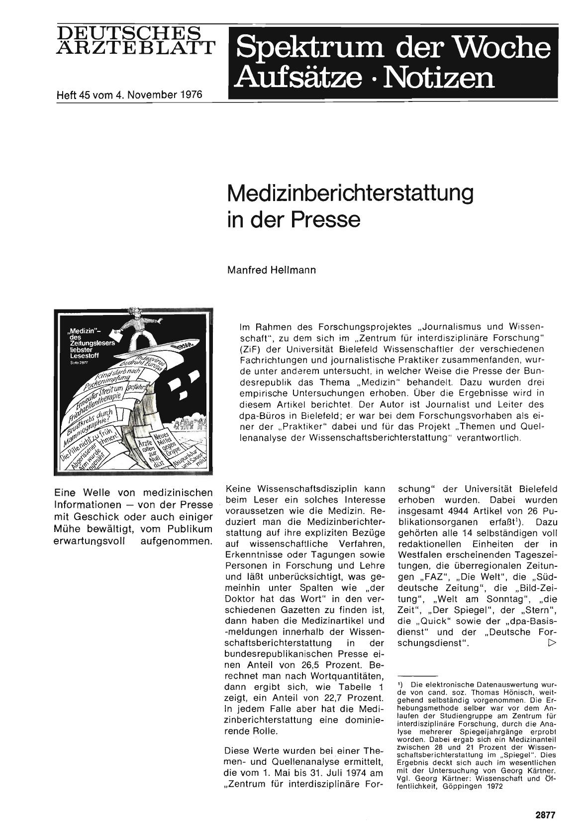Vorschauseite 1: Medizinberichterstattung in der Presse