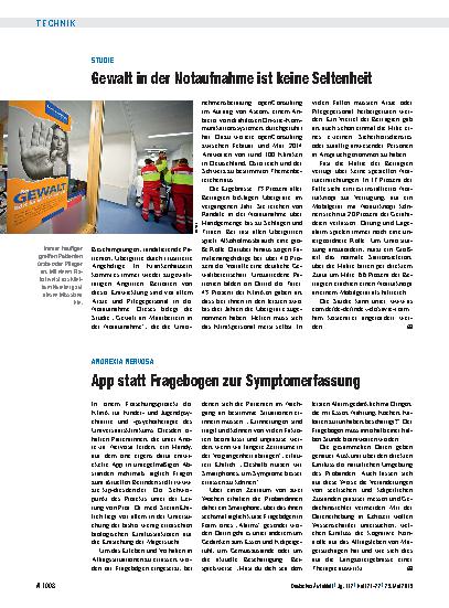 Vorschauseite 1: Studie: Gewalt in der Notaufnahme ist keine Seltenheit