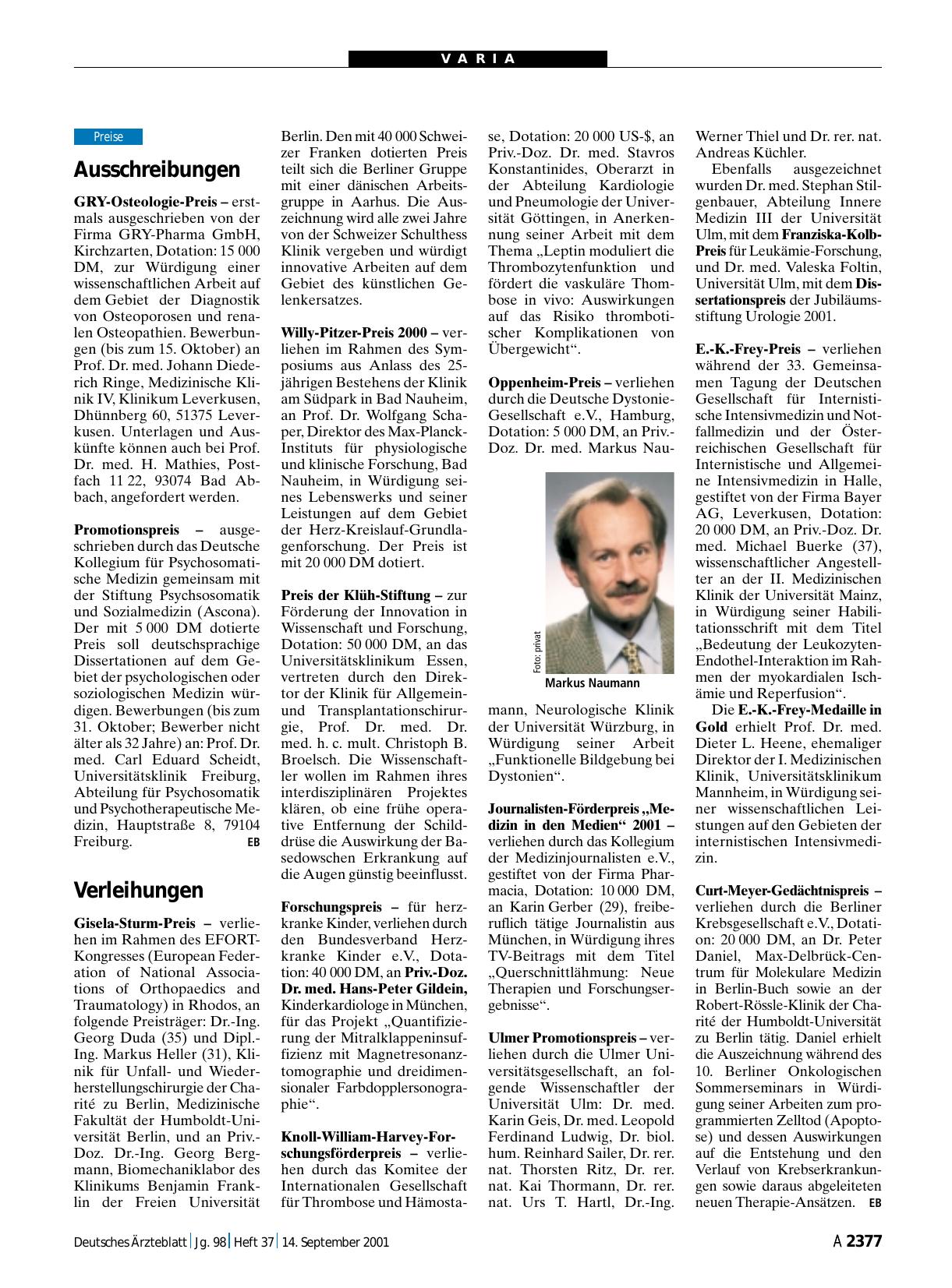 Vorschauseite 1: Ausschreibungen