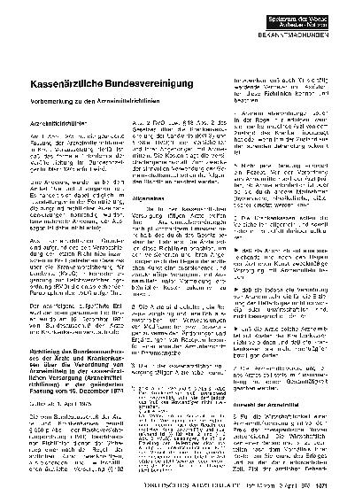 Vorschauseite 1: Kassenärztliche Bundesvereinigung: Vorbemerkung zu den Arzneimittelrichtlinien