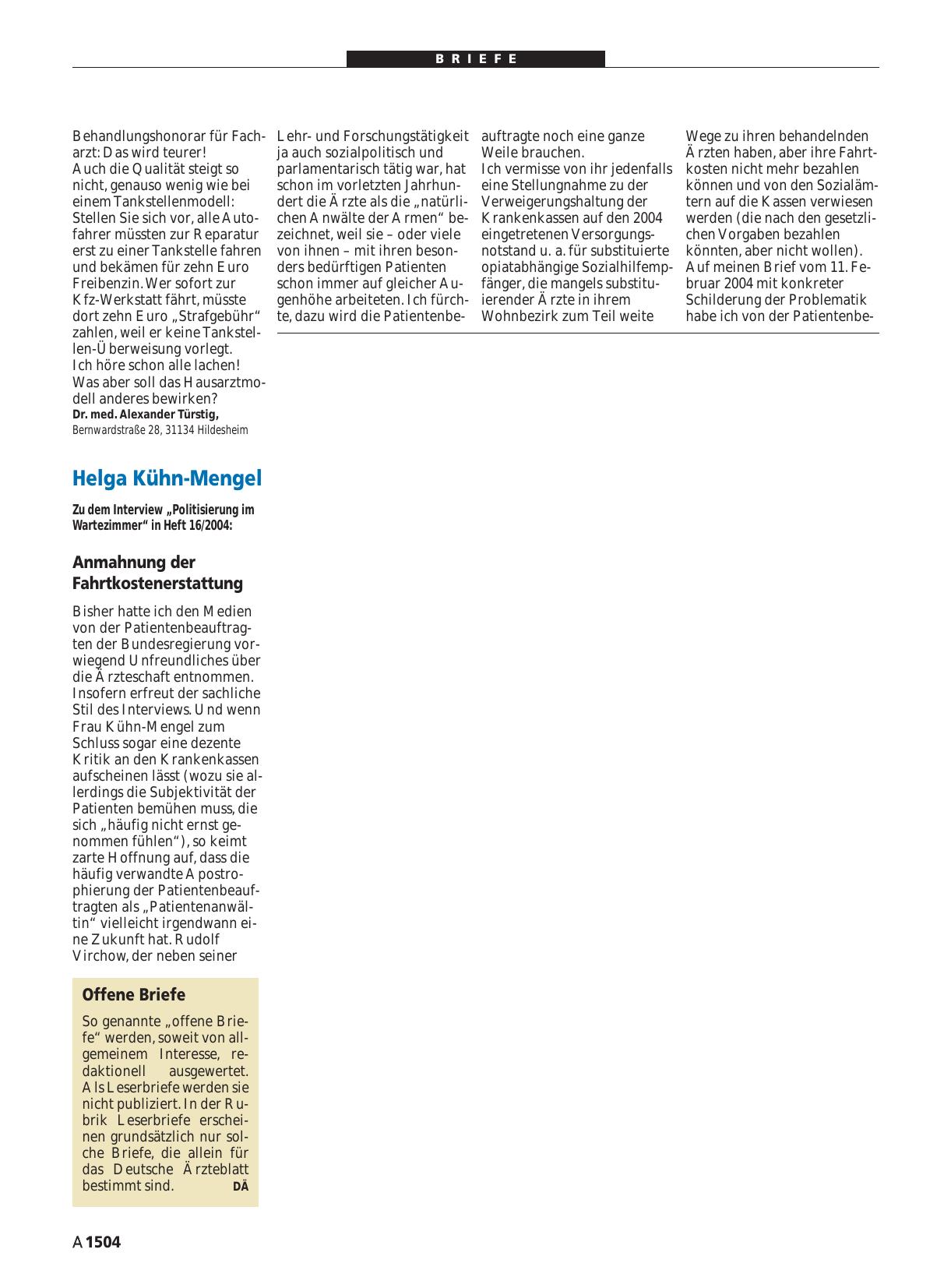 Vorschauseite 1: Offene Briefe
