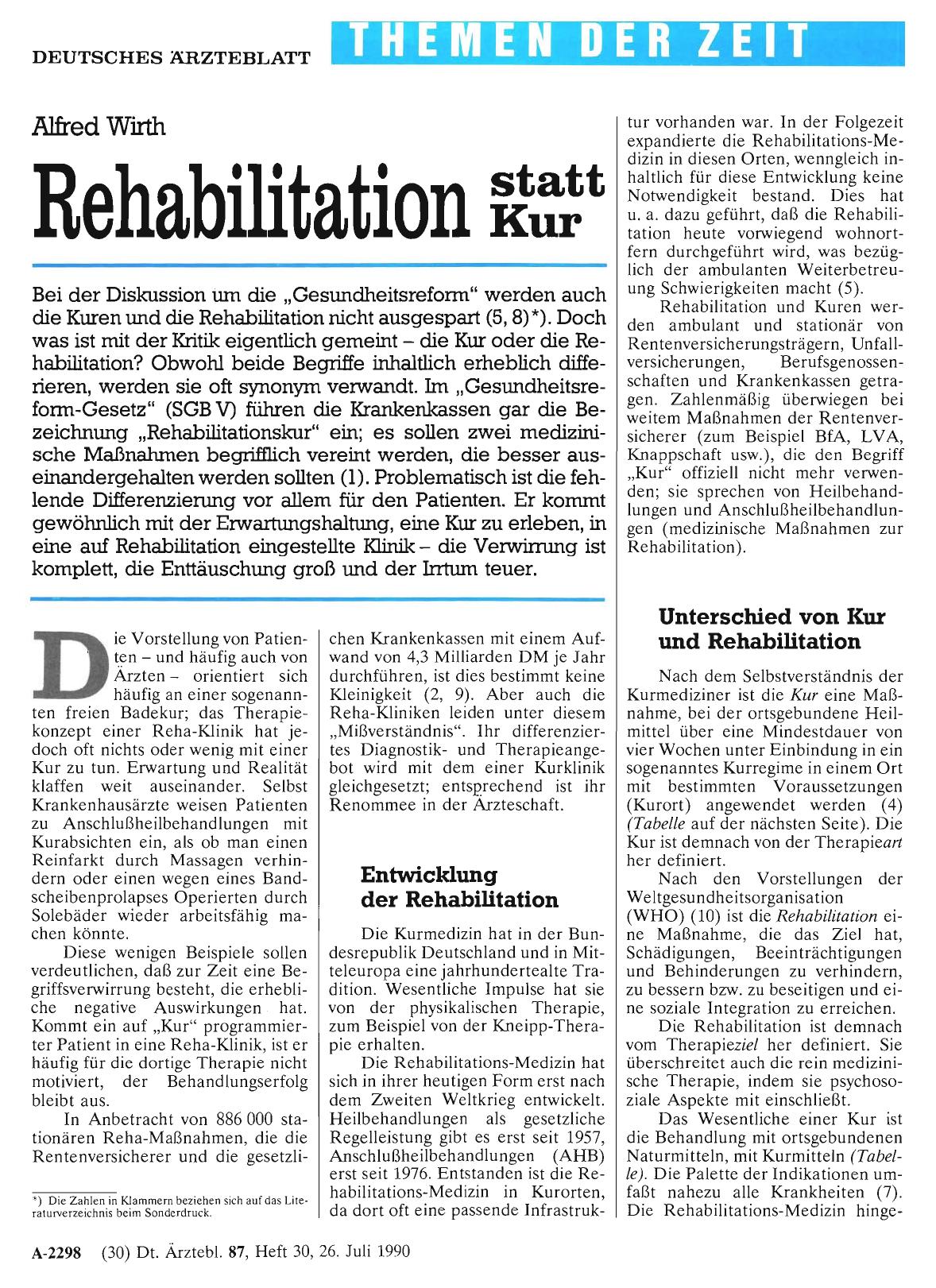 Vorschauseite 1: Rehabilitation statt Kur