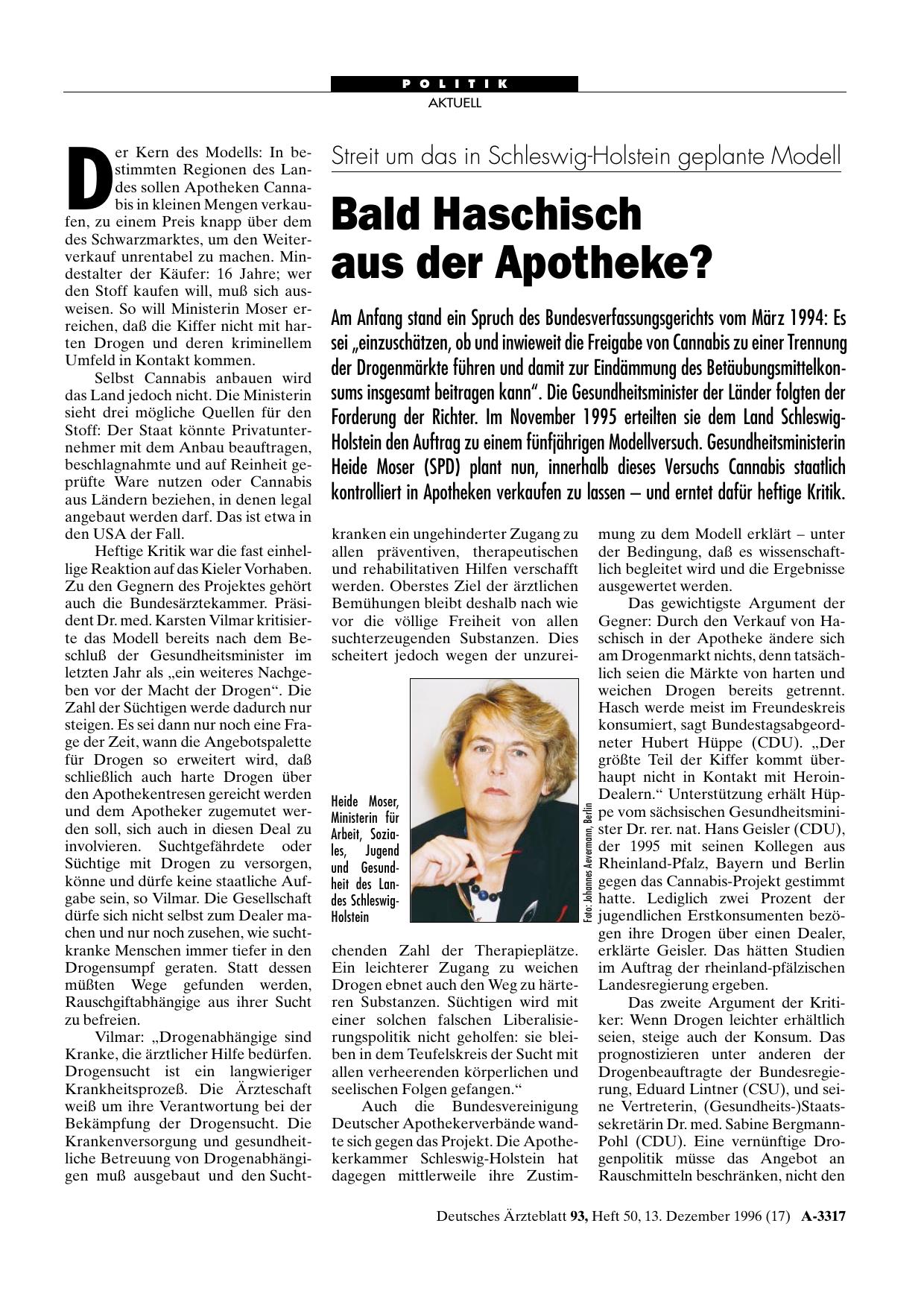 Vorschauseite 1: Streit um das in Schleswig-Holstein geplante Modell: Bald Haschisch aus der Apotheke?