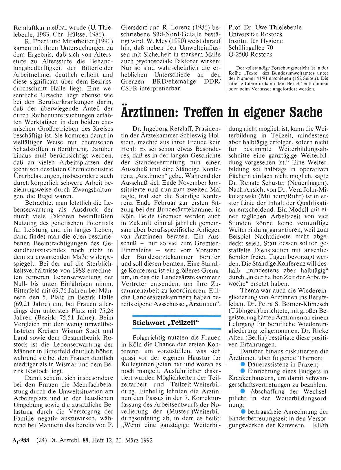 Vorschauseite 1: Ärztinnen: Treffen in eigener Sache