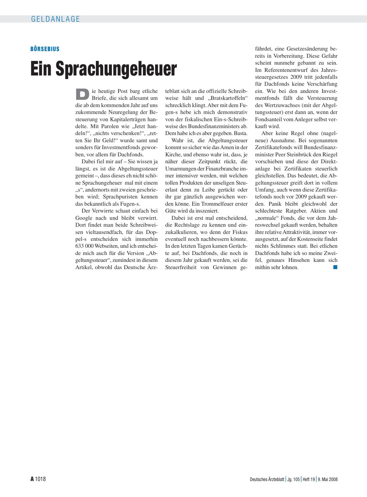 Vorschauseite 1: Börsebius: Ein Sprachungeheuer