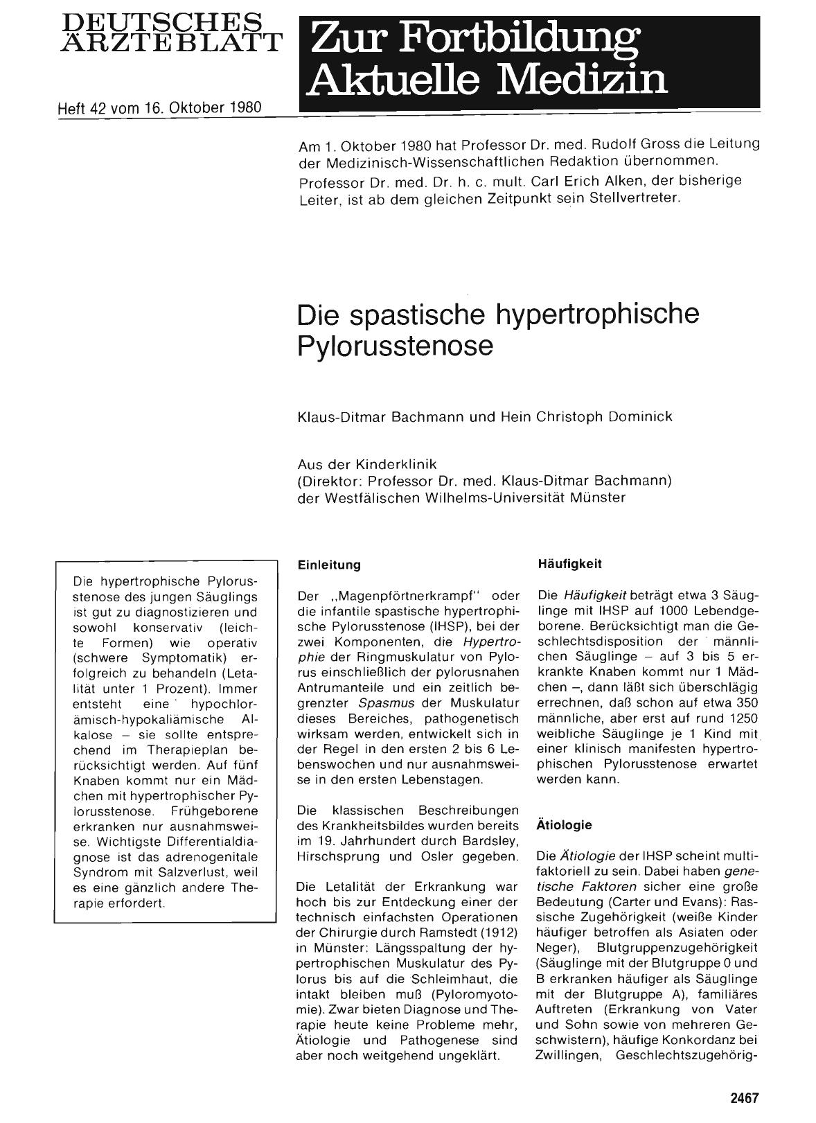 Vorschauseite 1: Die spastische hypertrophische Pylorusstenose
