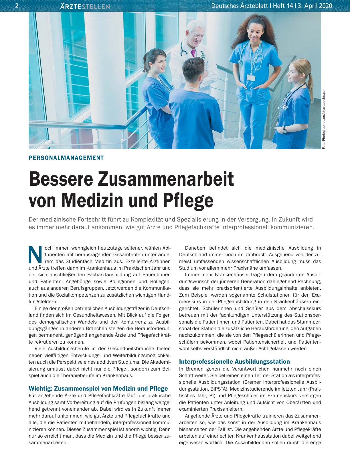 Vorschauseite 1: Personalmanagement: Bessere Zusammenarbeit von Medizin und Pflege