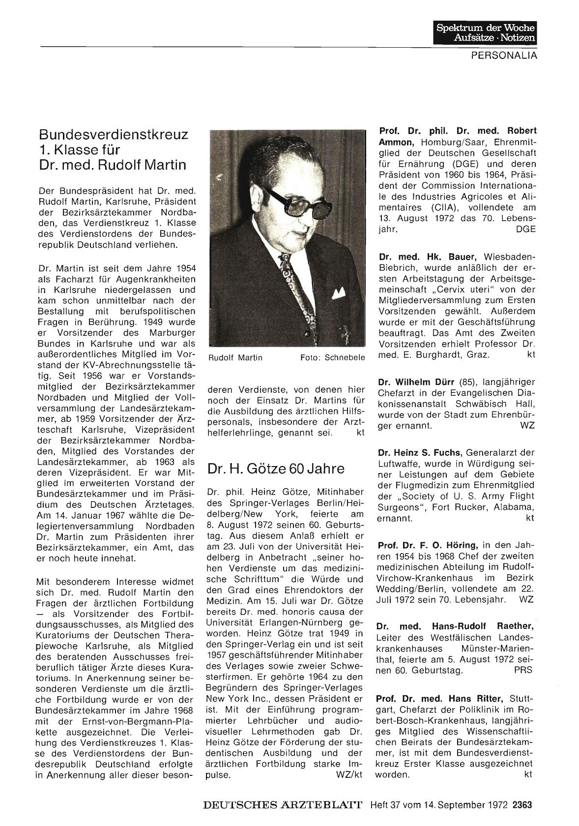Vorschauseite 1: Dr. H. Götze 60 Jahre