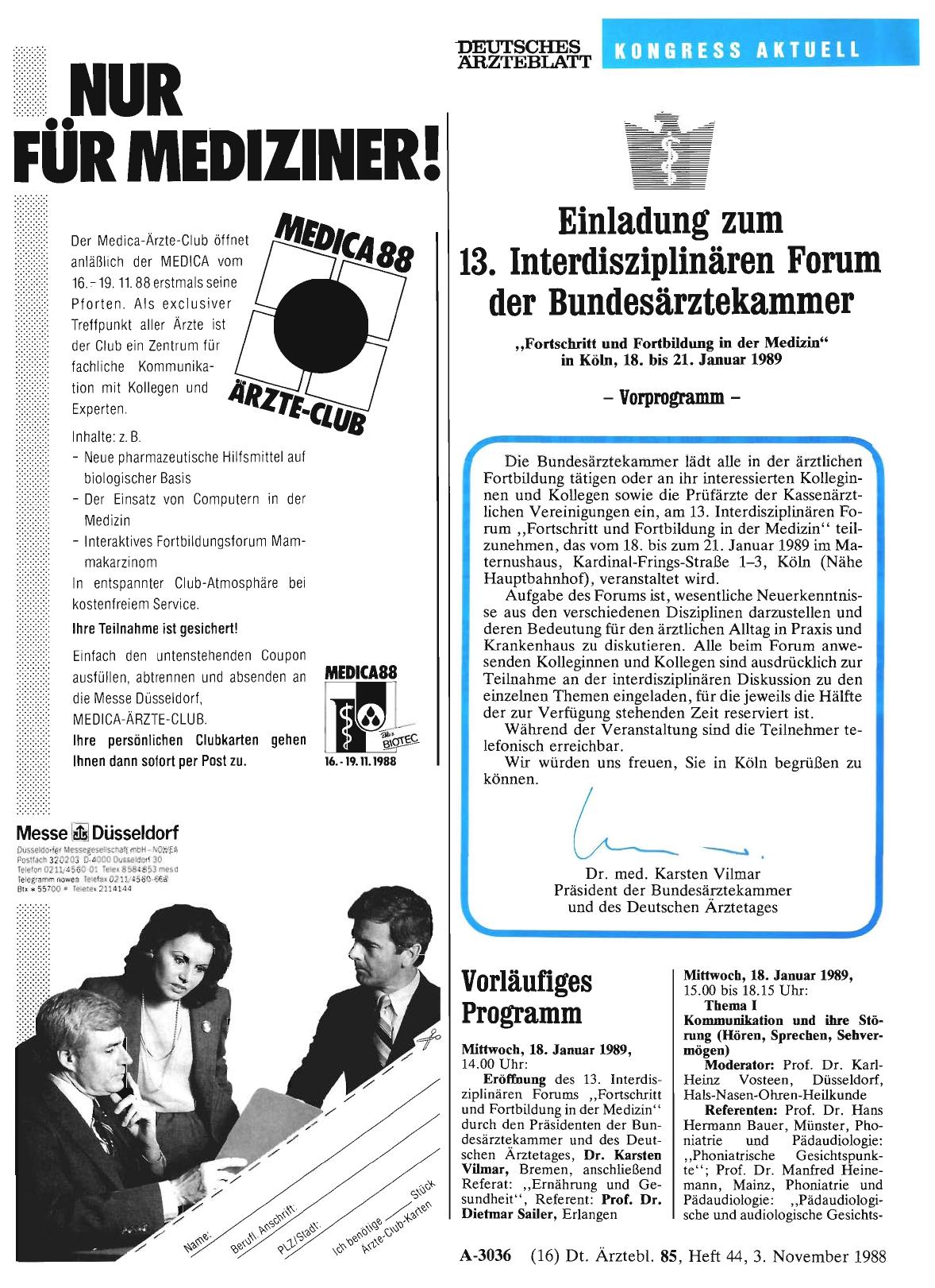Vorschauseite 1: Einladung zum 13. Interdisziplinären Forum der Bundesärztekammer