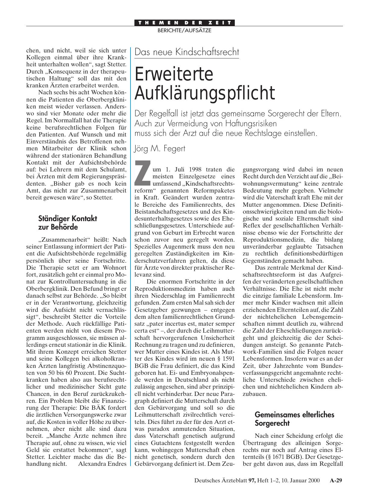 Vorschauseite 1: Das neue Kindschaftsrecht: Erweiterte Aufklärungspflicht