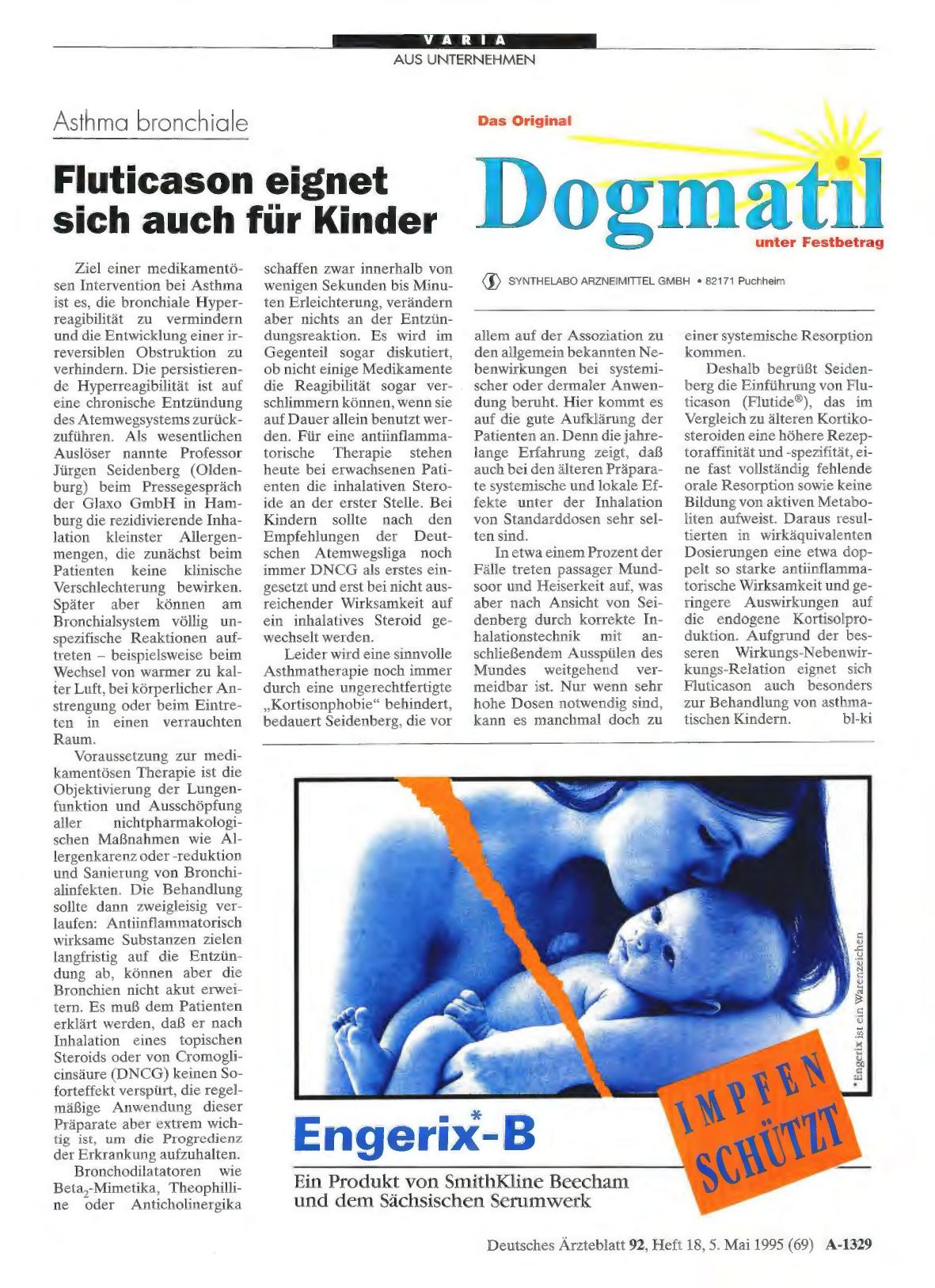 Vorschauseite 1: Asthma bronchiale: Fluticason eignet sich auch für Kinder