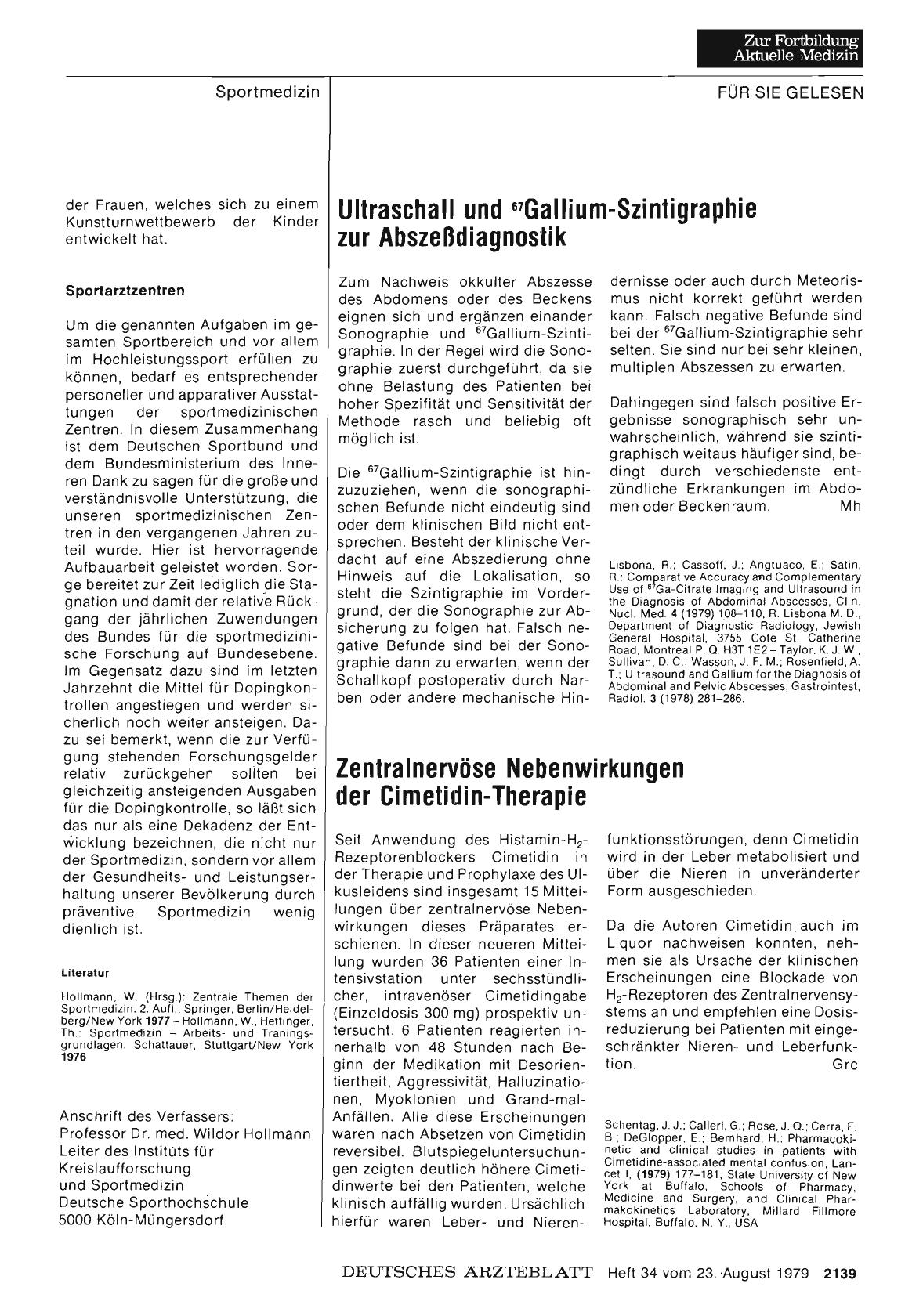 Vorschauseite 1: Zentralnervöse Nebenwirkungen der Cimetidin-Therapie