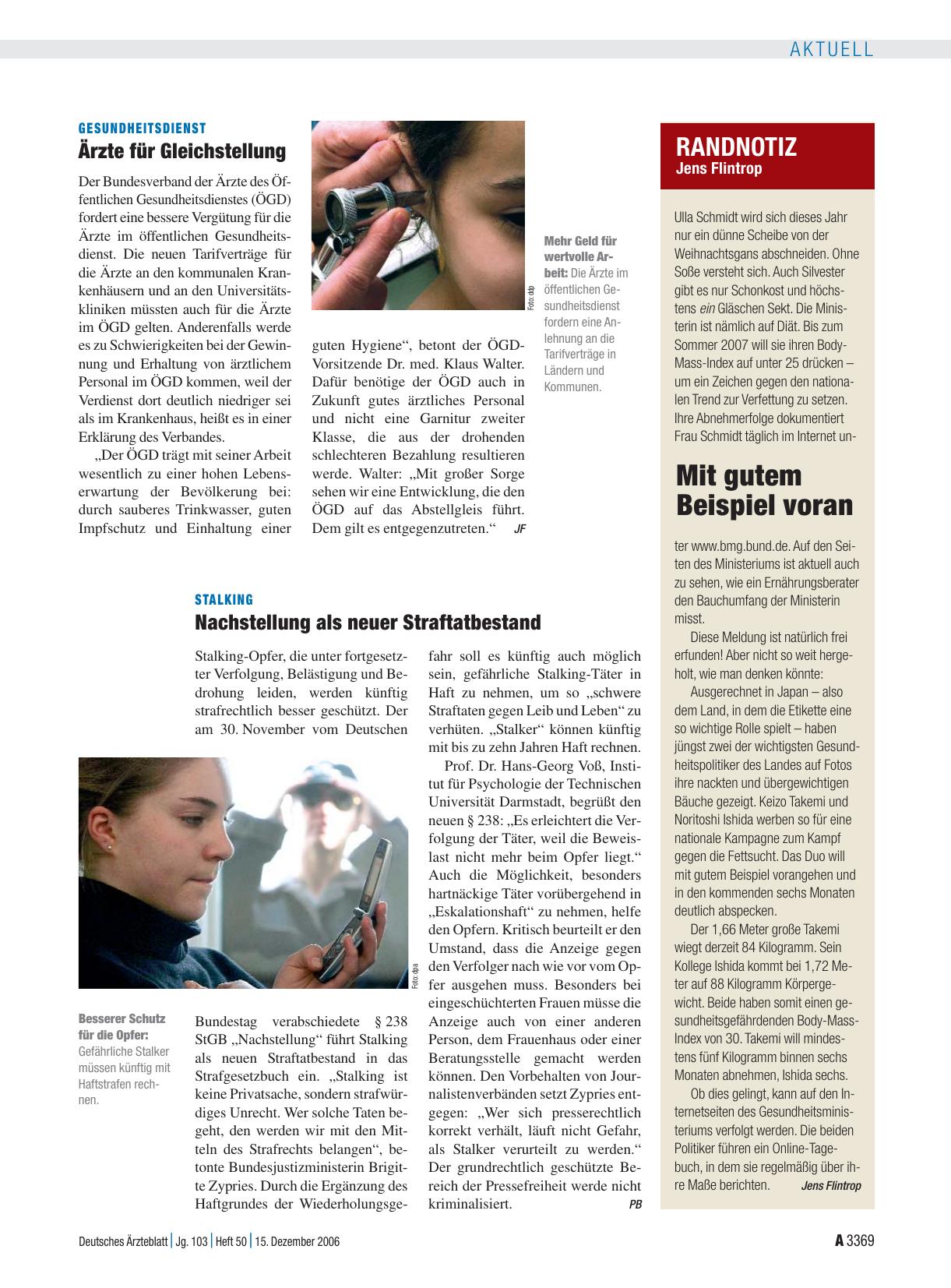 Vorschauseite 1: Stalking: Nachstellung als neuer Straftatbestand