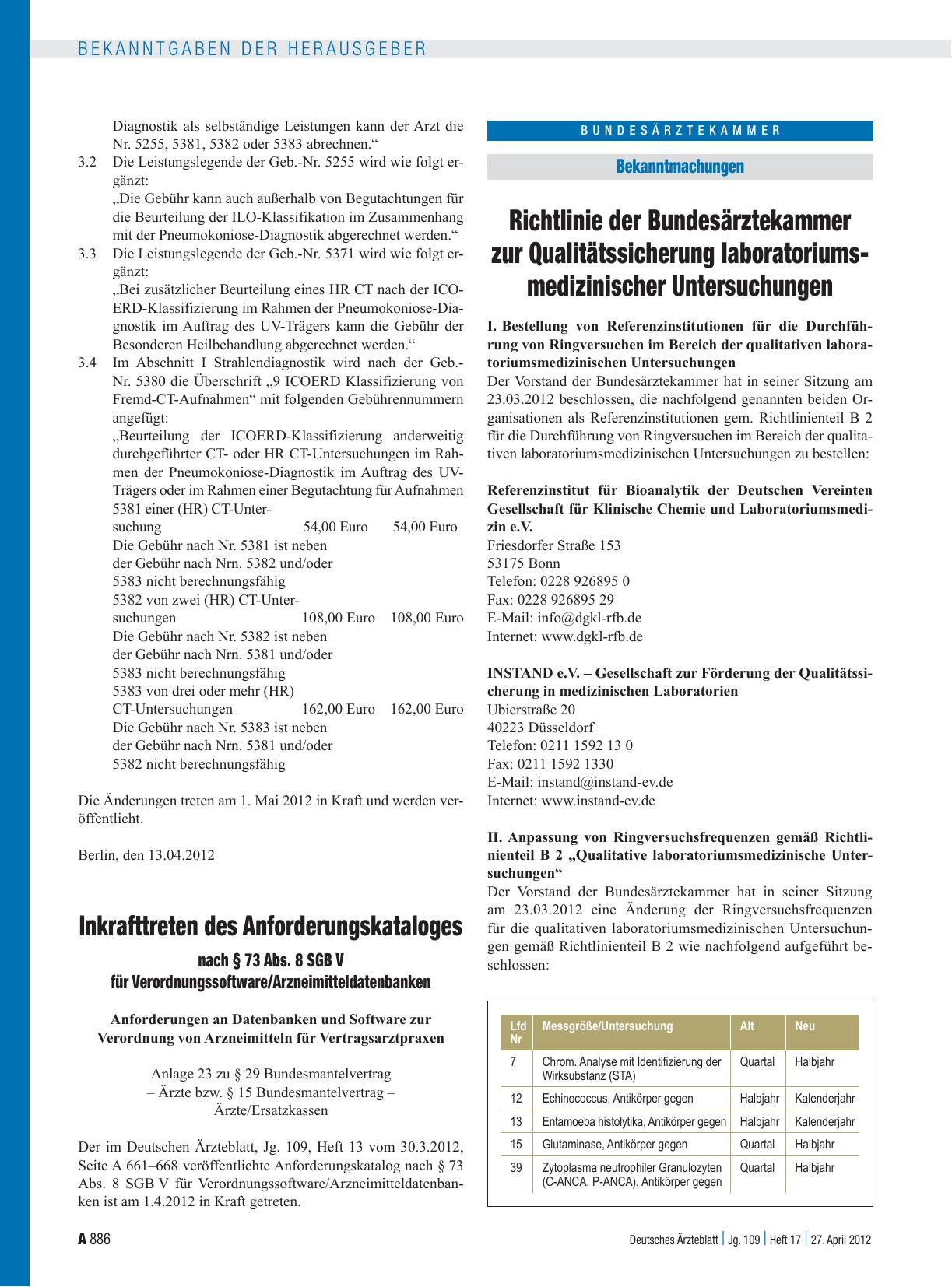 Vorschauseite 1: Inkrafttreten des Anforderungskataloges nach § 73 Abs. 8 SGB V für Verordnungssoftware/Arzneimitteldatenbanken