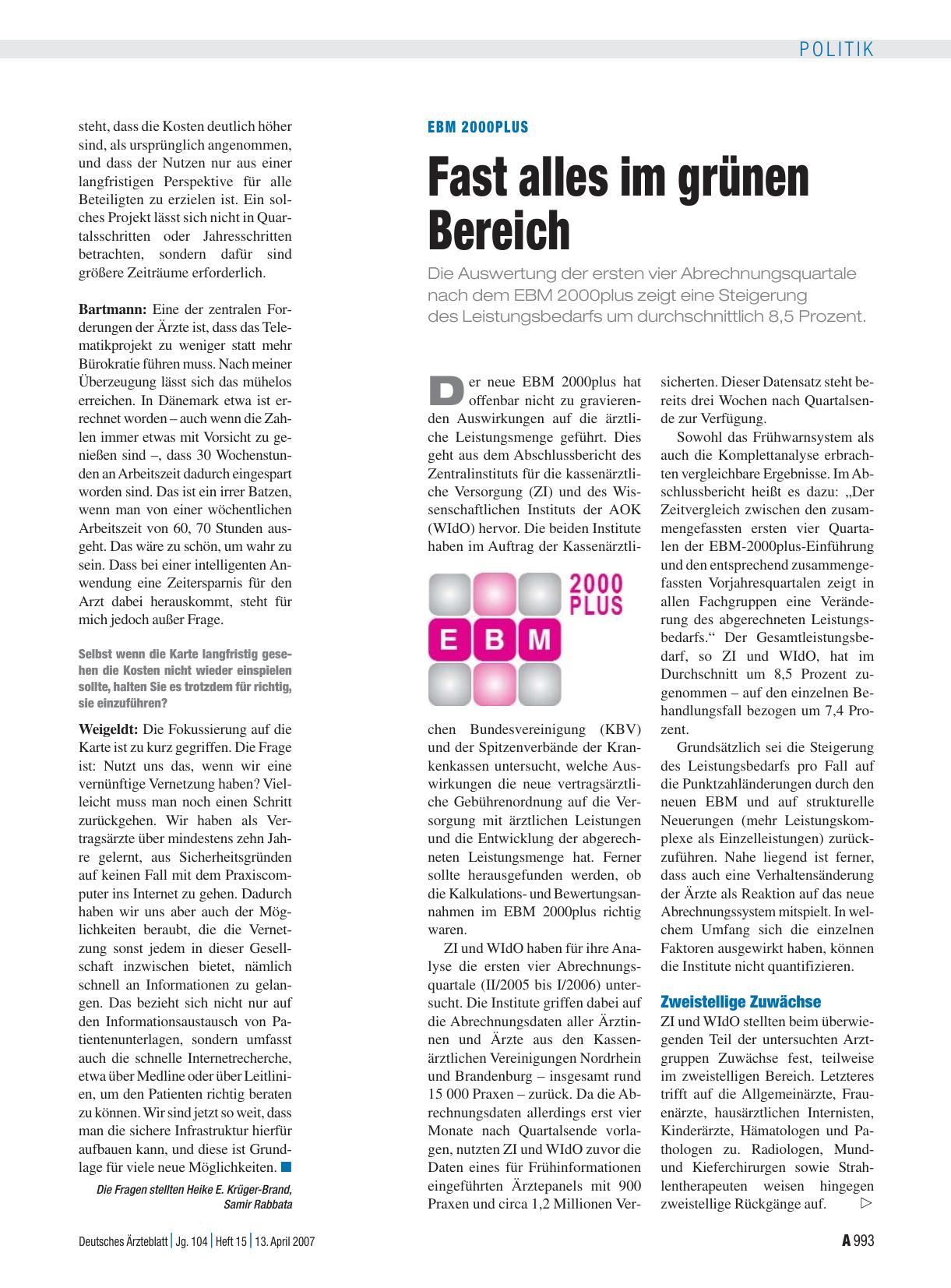 Vorschauseite 1: EBM 2000plus: Fast alles im grünen Bereich