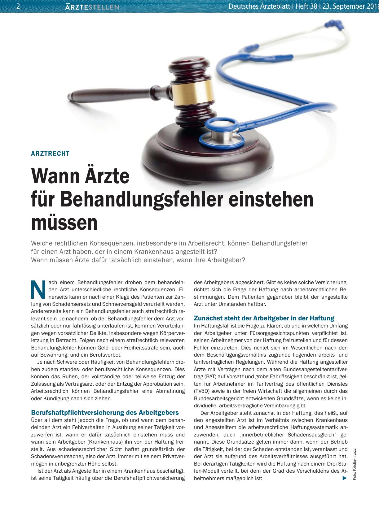 Vorschauseite 1: Arztrecht: Wann Ärzte für Behandlungsfehler einstehen müssen
