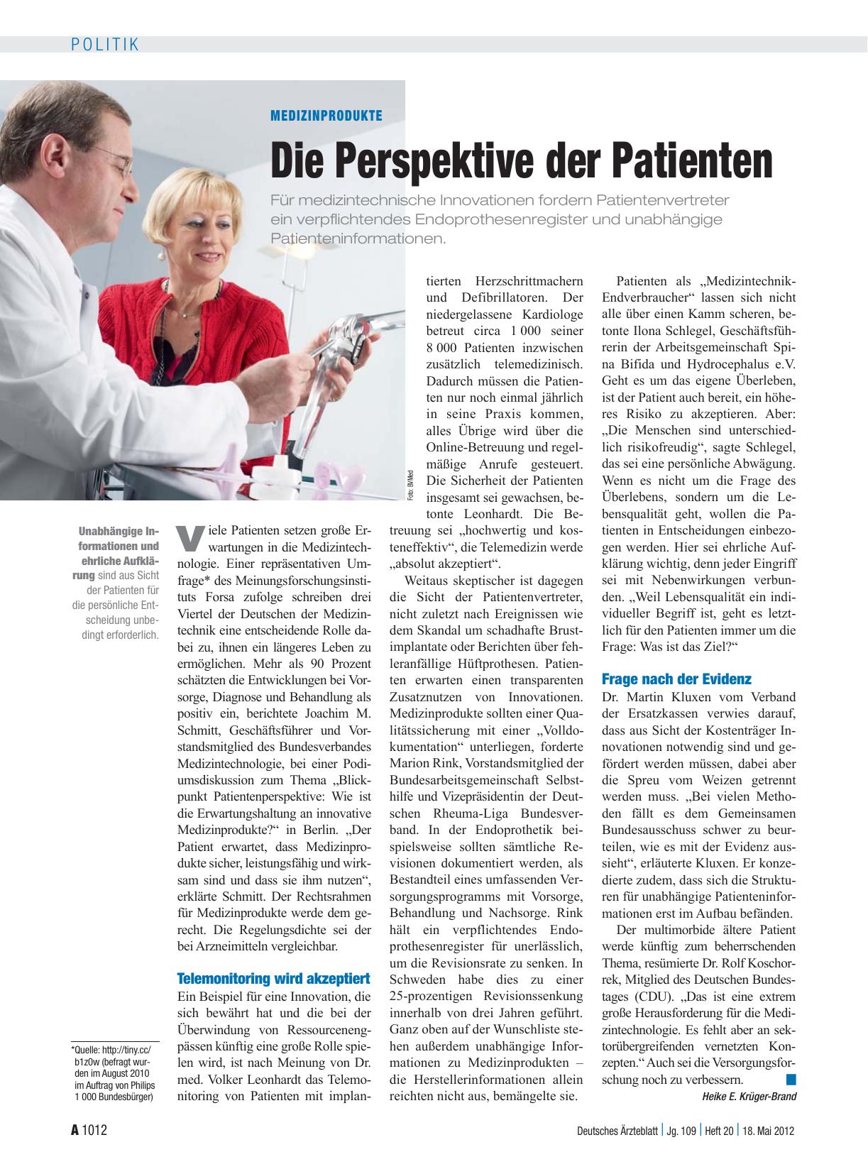 Vorschauseite 1: Medizinprodukte: Die Perspektive der Patienten