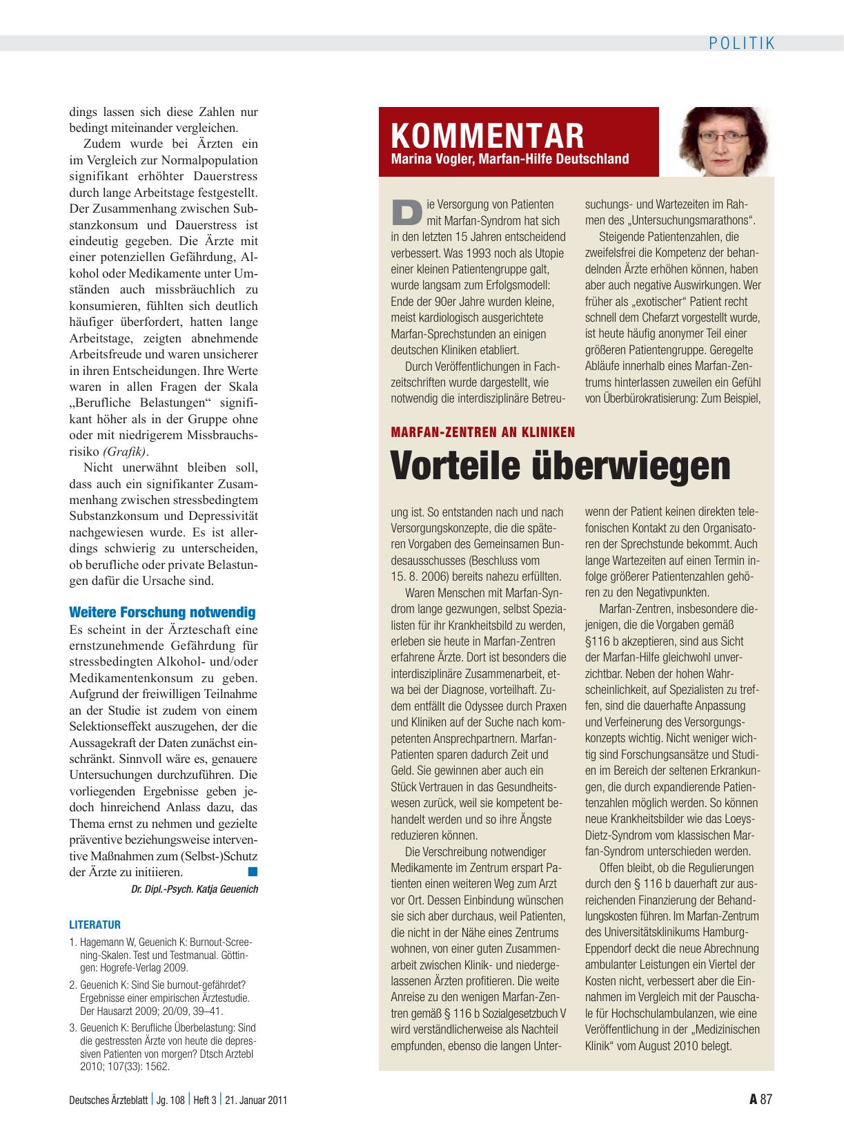 Vorschauseite 1: Marfan-Zentren an Kliniken: Vorteile überwiegen