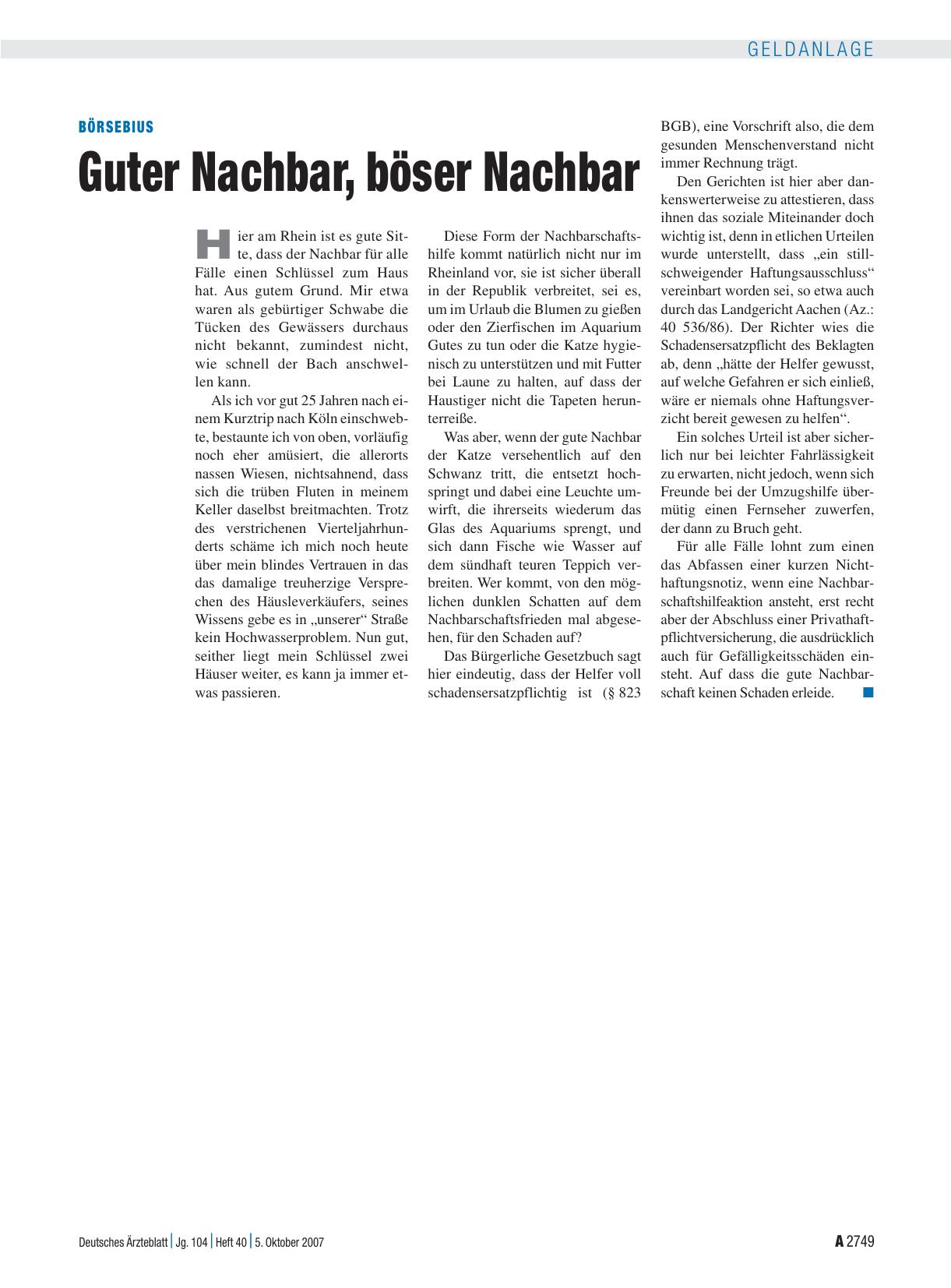 Vorschauseite 1: Guter Nachbar, böser Nachbar