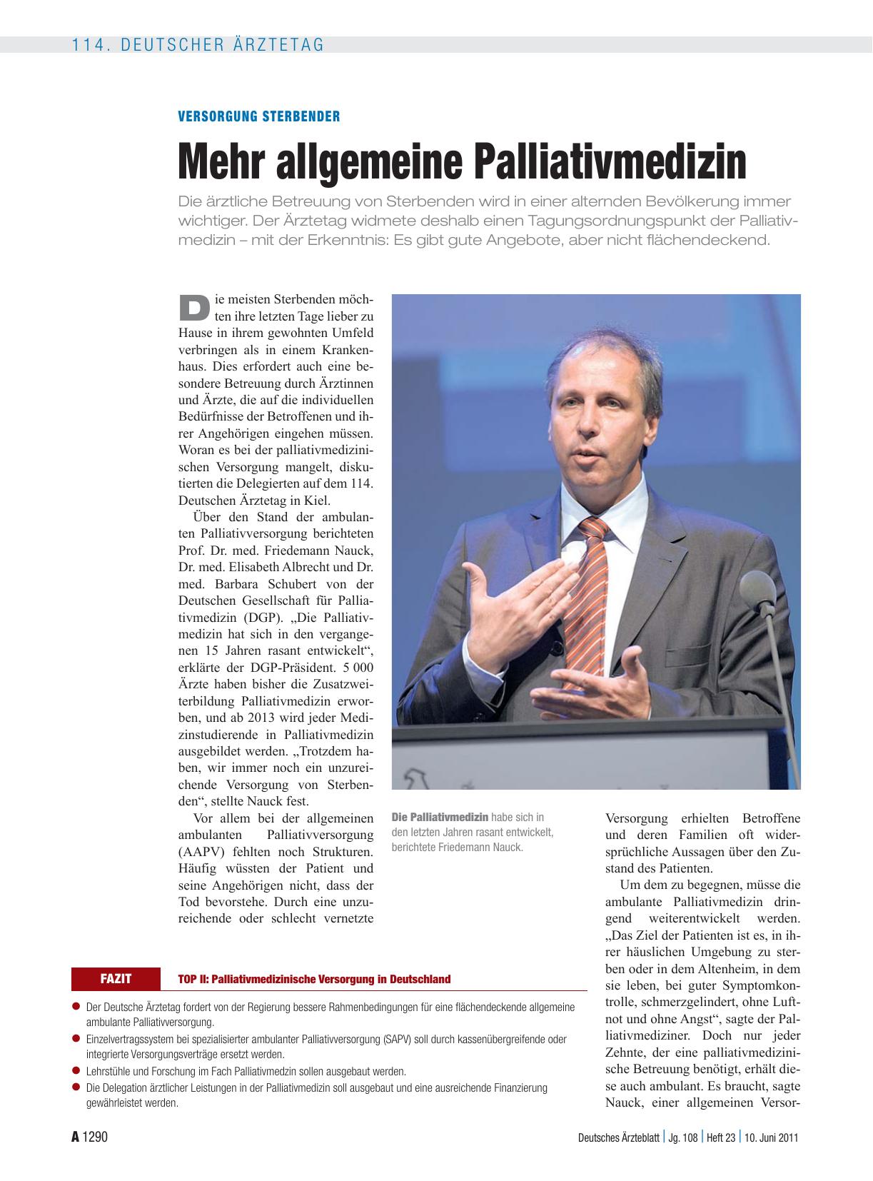 Vorschauseite 1: Versorgung Sterbender: Mehr allgemeine Palliativmedizin