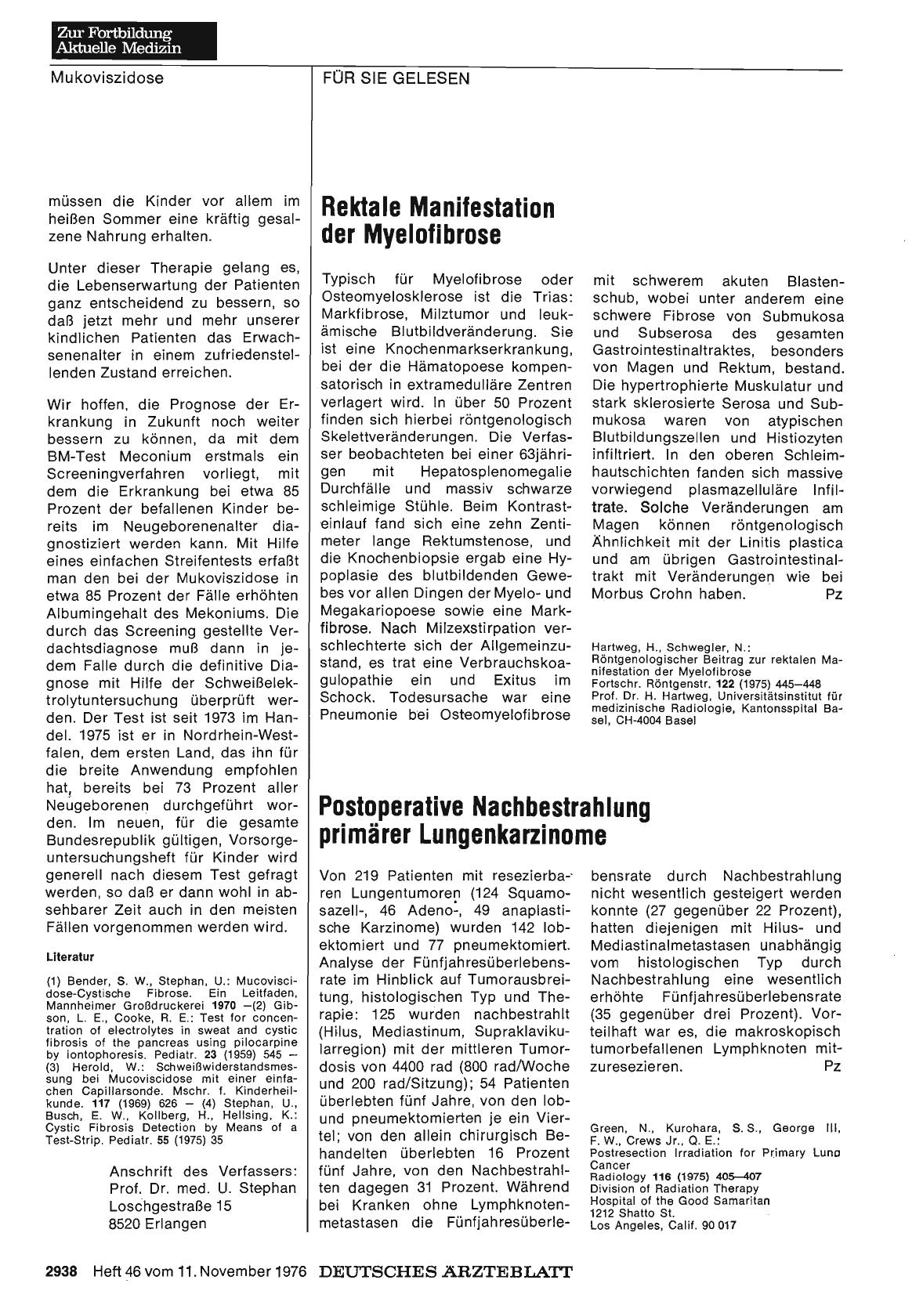 Vorschauseite 1: Postoperative Nachbestrahlung primärer Lungenkarzinome