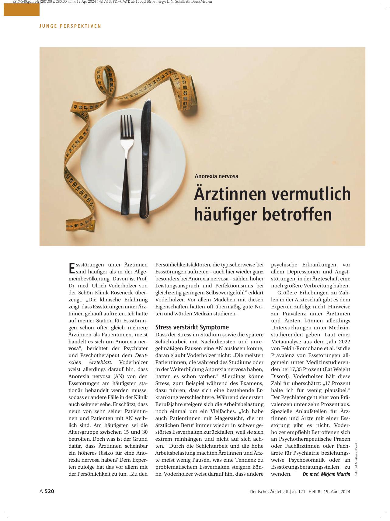 Vorschauseite 1: Anorexia nervosa: Ärztinnen vermutlich häufiger betroffen