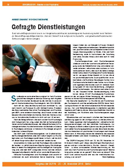 Vorschauseite 1: Arbeitsmarkt Psychotherapie: Gefragte Dienstleistungen