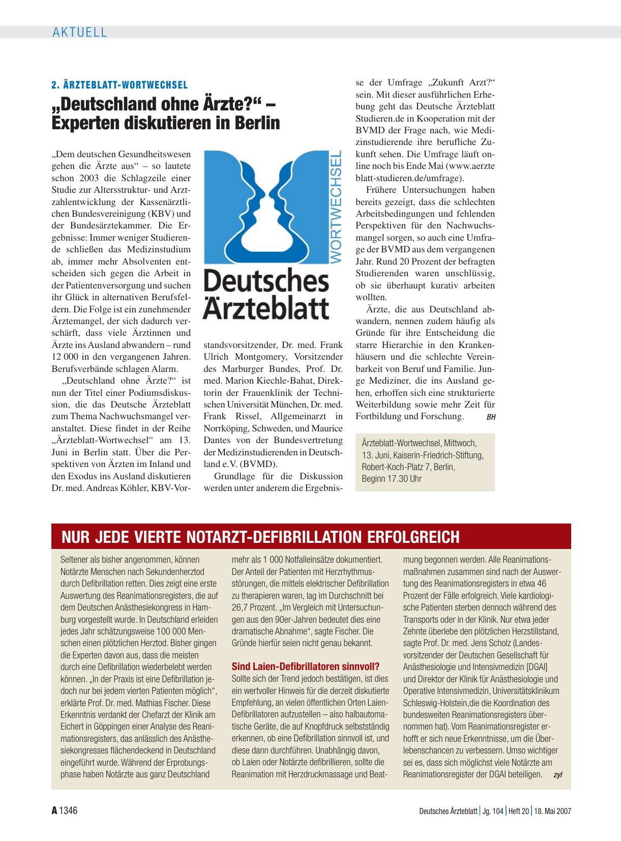 Vorschauseite 1: Nur jede vierte Notarzt-Defibrillation erfolgreich