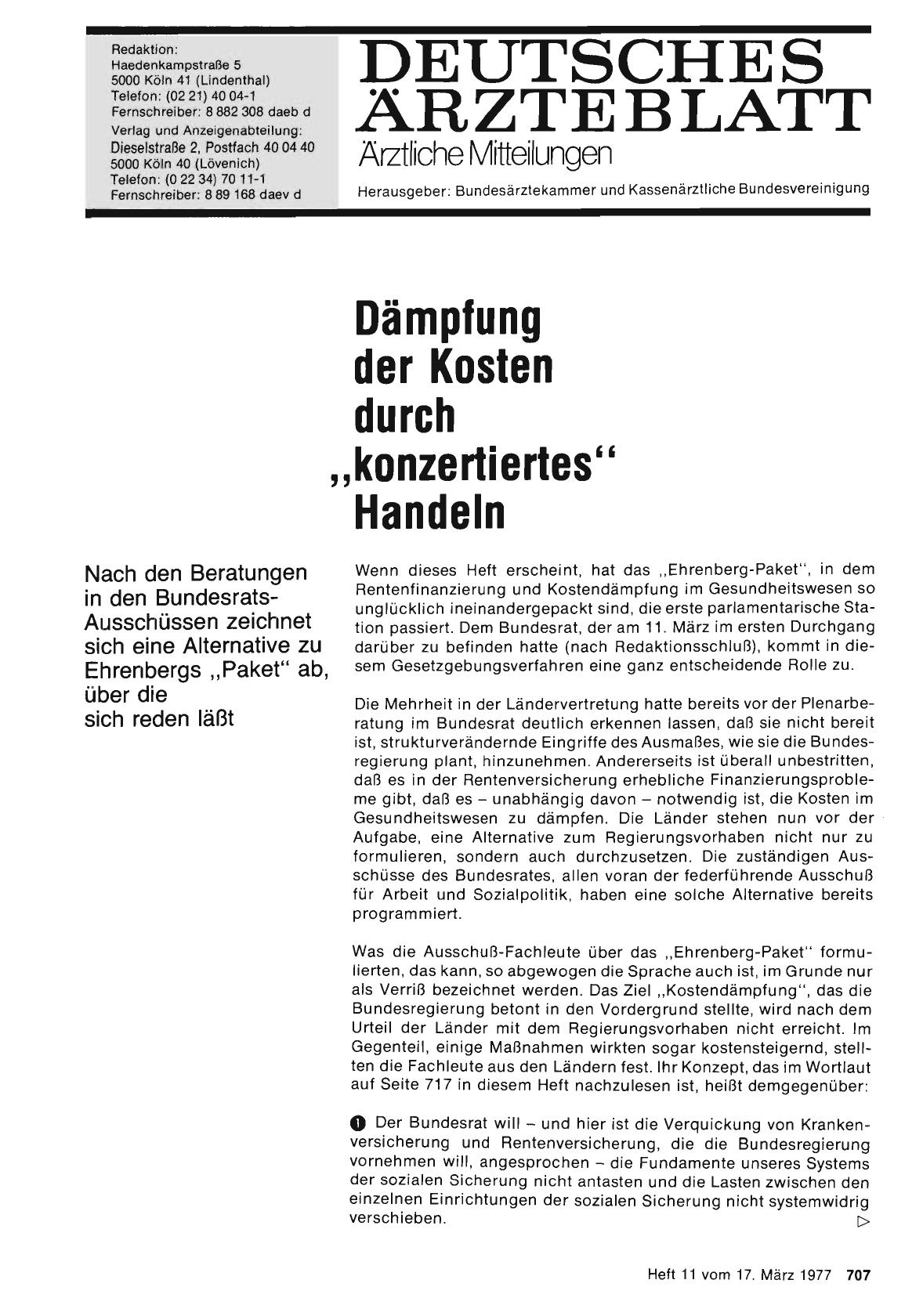 Vorschauseite 1: Dämpfung der Kosten durch „konzertiertes“ Handeln