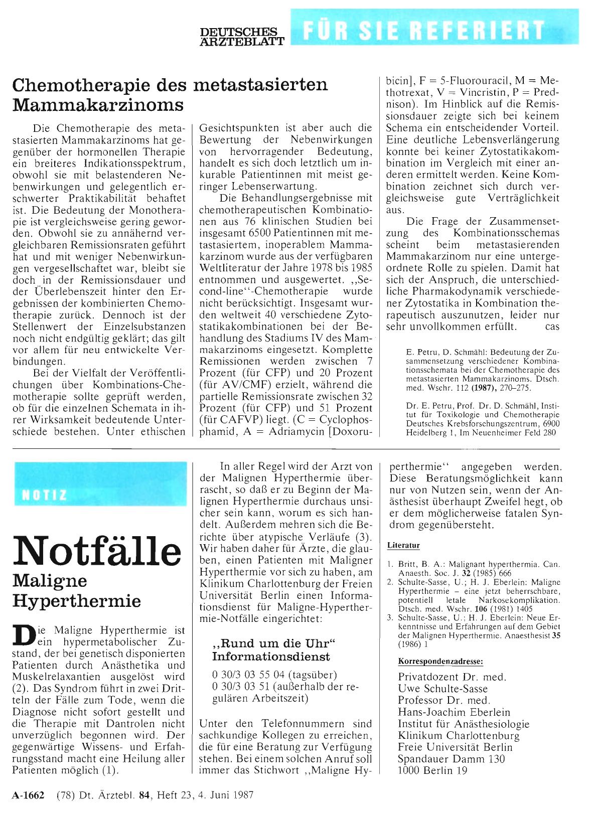 Vorschauseite 1: Notfälle: Maligne Hyperthermie