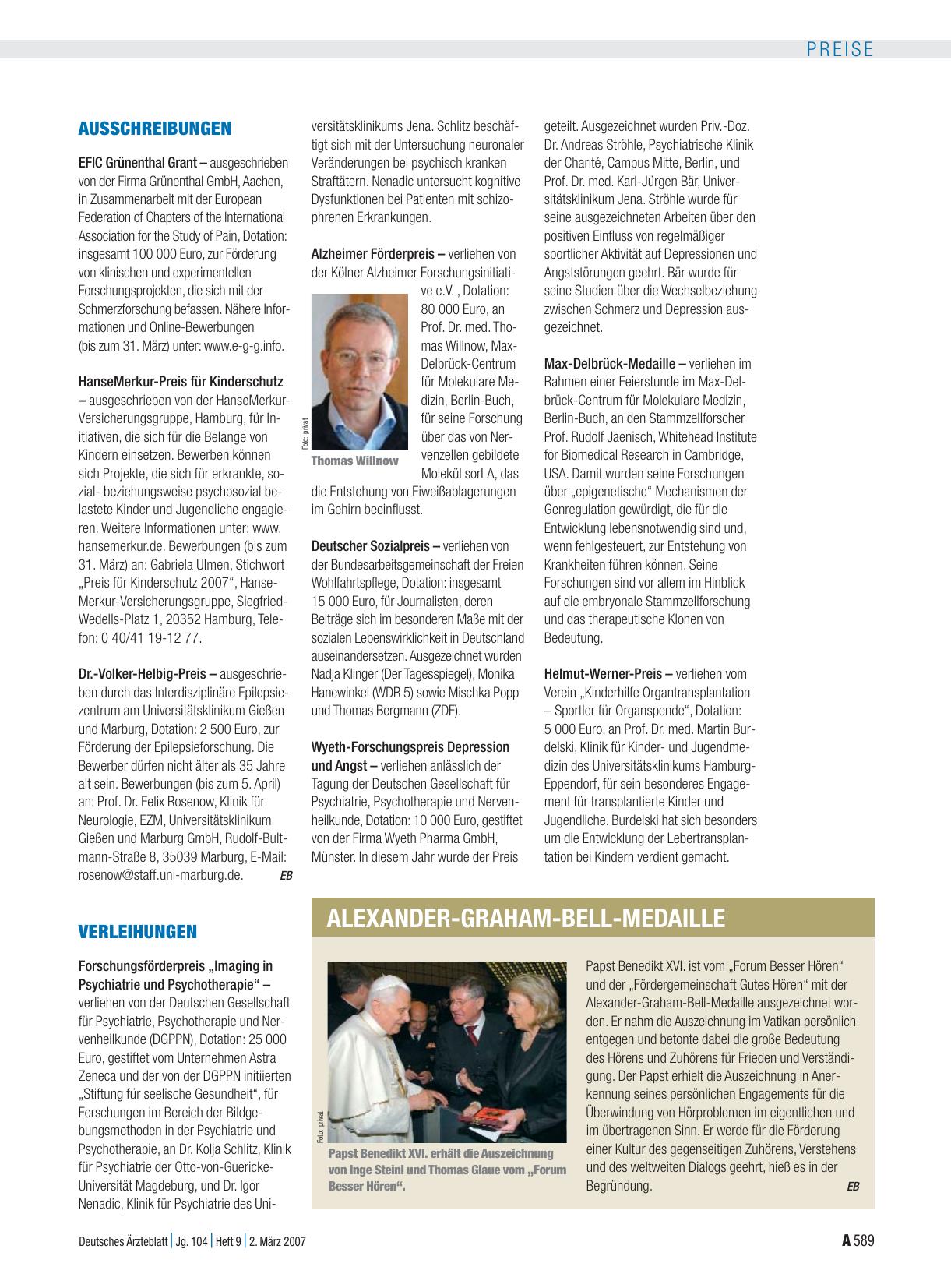 Vorschauseite 1: Alexander-Graham-Bell-Medaille