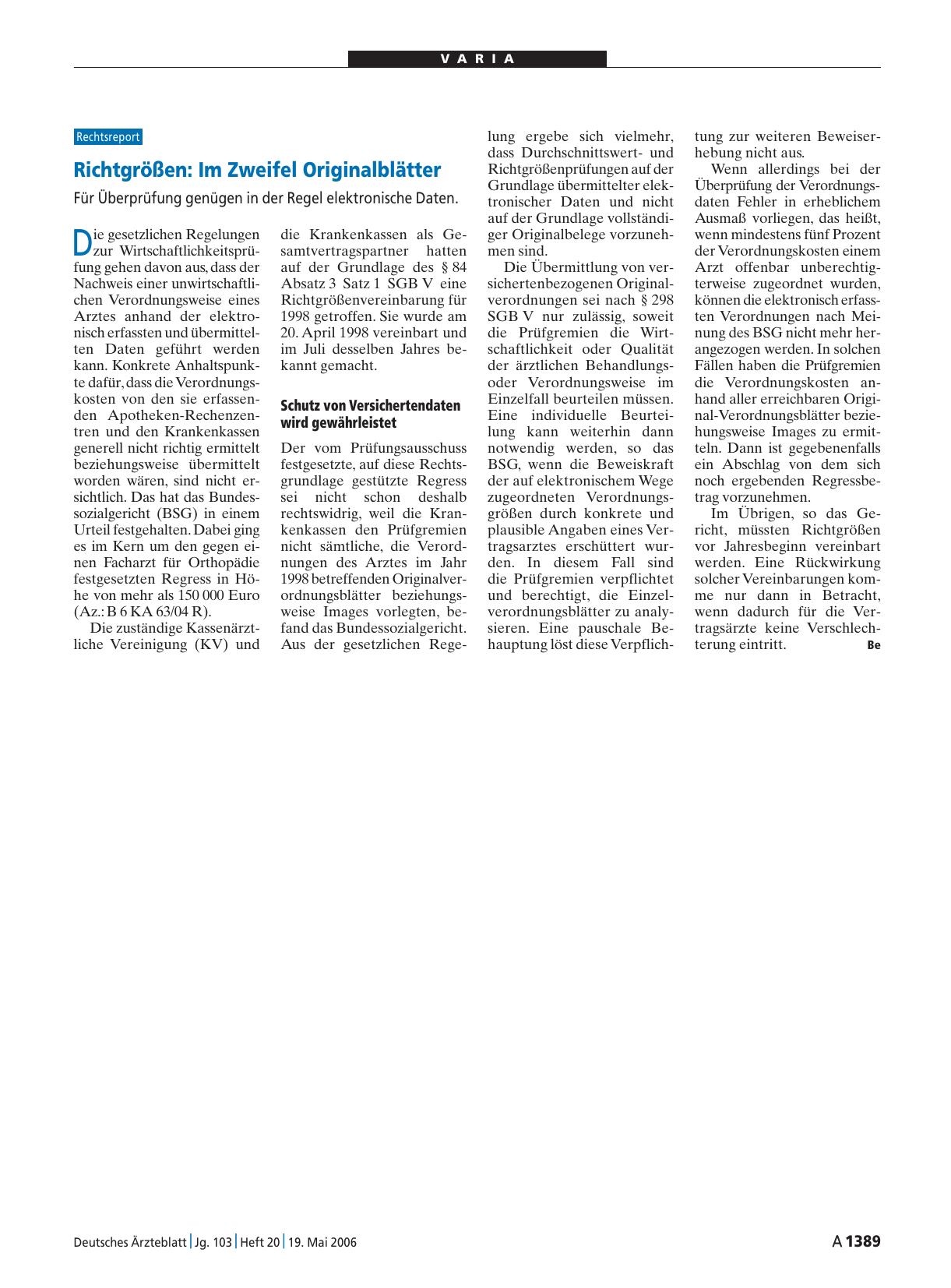 Vorschauseite 1: Richtgrößen - Im Zweifel Originalblätter: Für Überprüfung genügen in der Regel elektronische Daten.