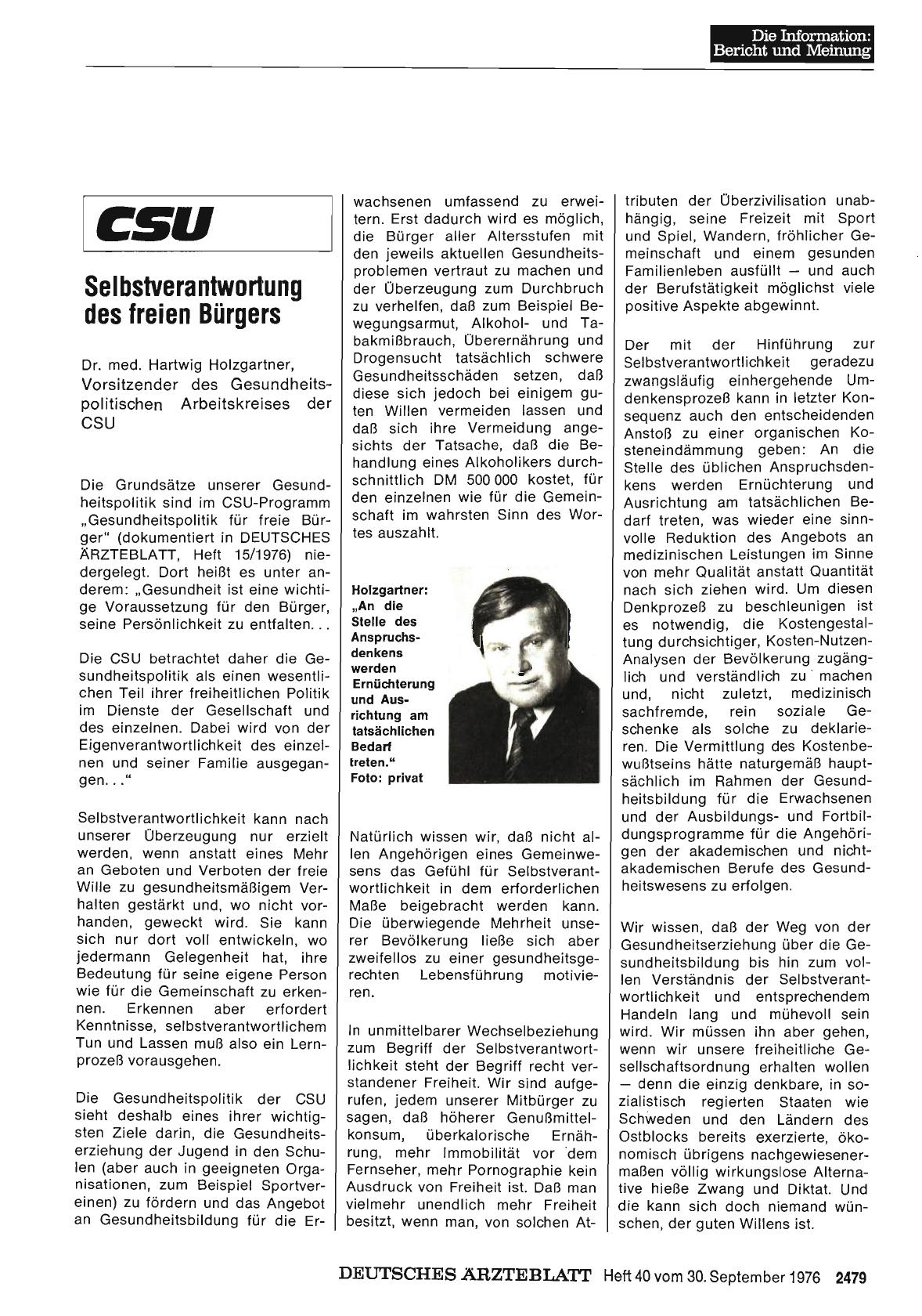 Vorschauseite 1: CSU: Selbstverantwortung des freien Bürgers