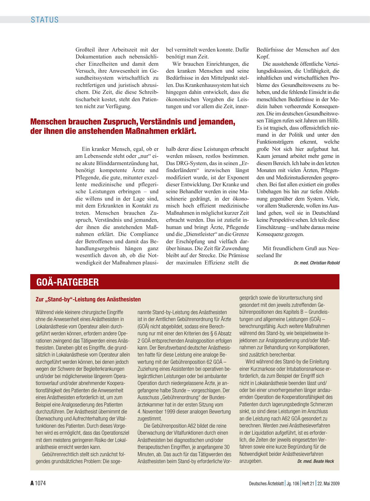 Vorschauseite 1: Zur „Stand-by“-Leistung des Anästhesisten