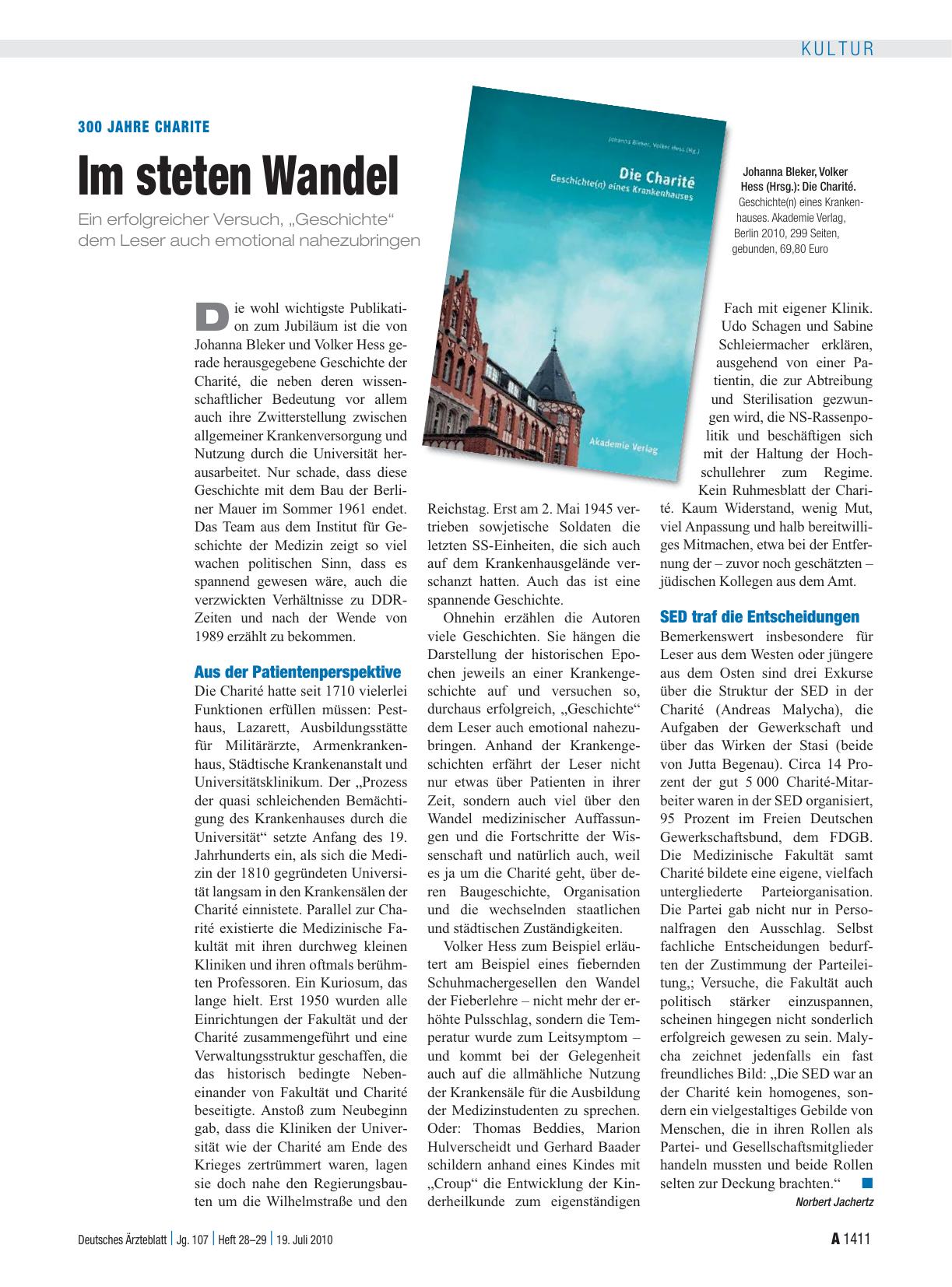 Vorschauseite 1: 300 Jahre Charite: Im steten Wandel