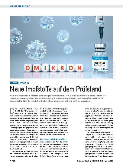 Vorschauseite 1: COVID-19: Neue Impfstoffe auf dem Prüfstand