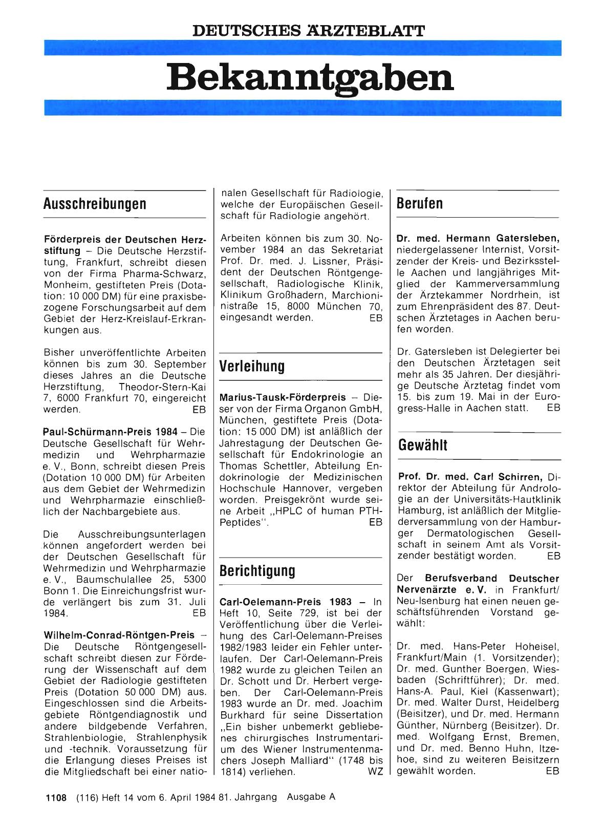 Vorschauseite 1: Verleihung