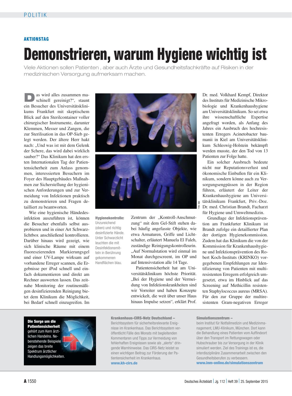 Vorschauseite 1: Aktionstag: Demonstrieren, warum Hygiene wichtig ist