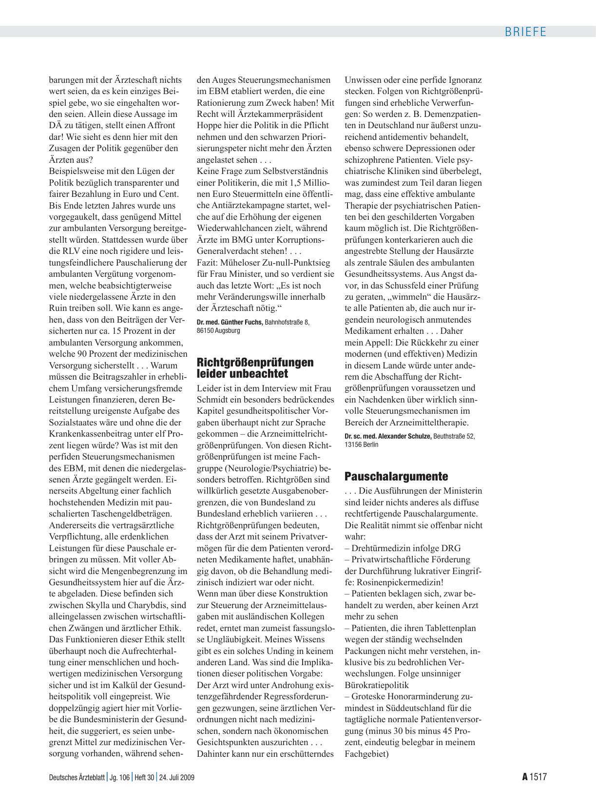Vorschauseite 1: Ulla Schmidt: Richtgrößenprüfungen leider unbeachtet